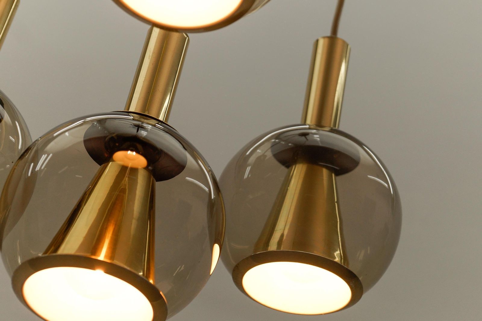 Lighting Lovely Brass And Smoked Glass Mid Century Modern Cascading Lamp, 1960s Germany photo
