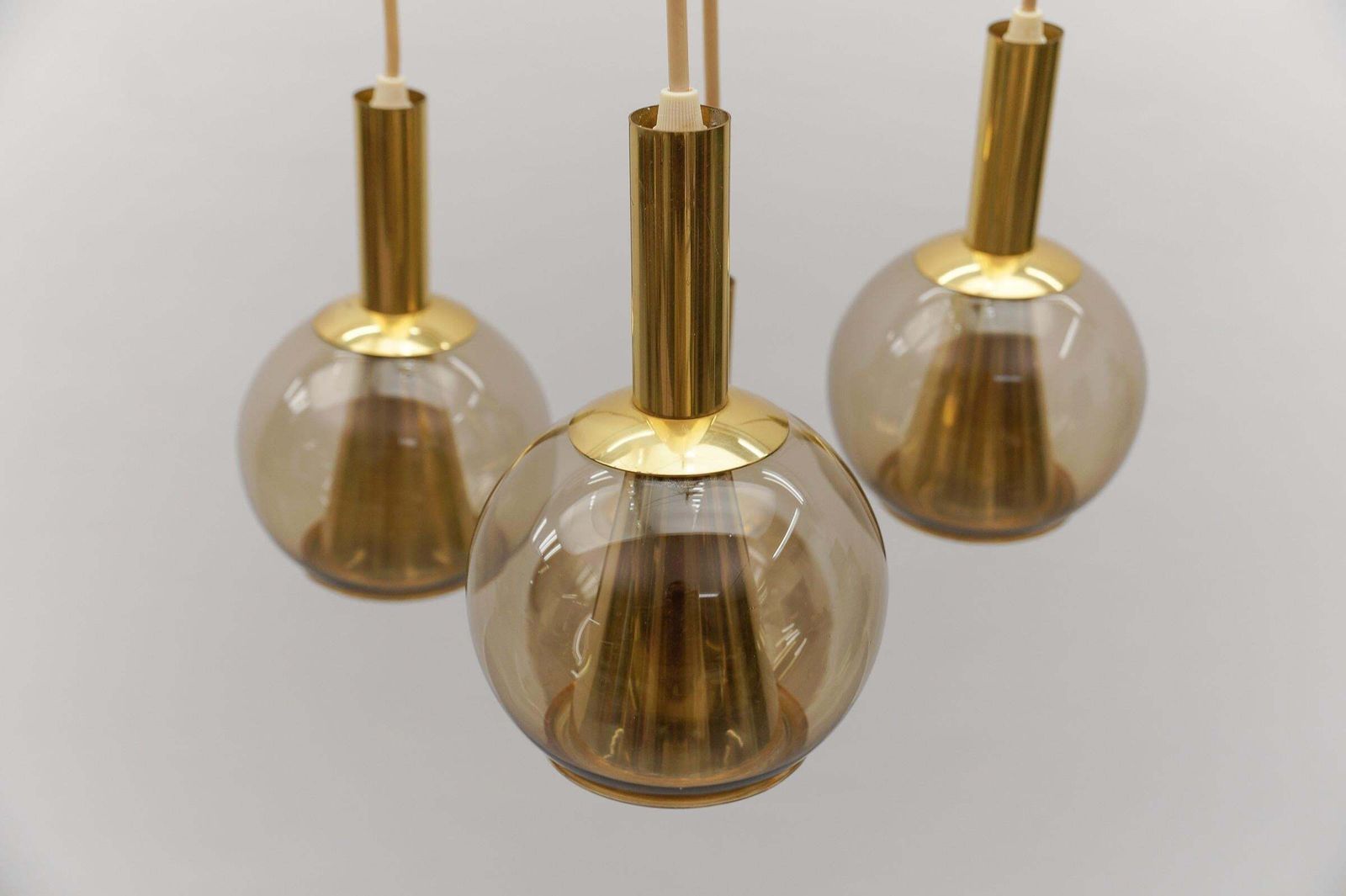 1244.0 Lovely Brass And Smoked Glass Mid Century Modern Cascading Lamp, 1960s Germany photo
