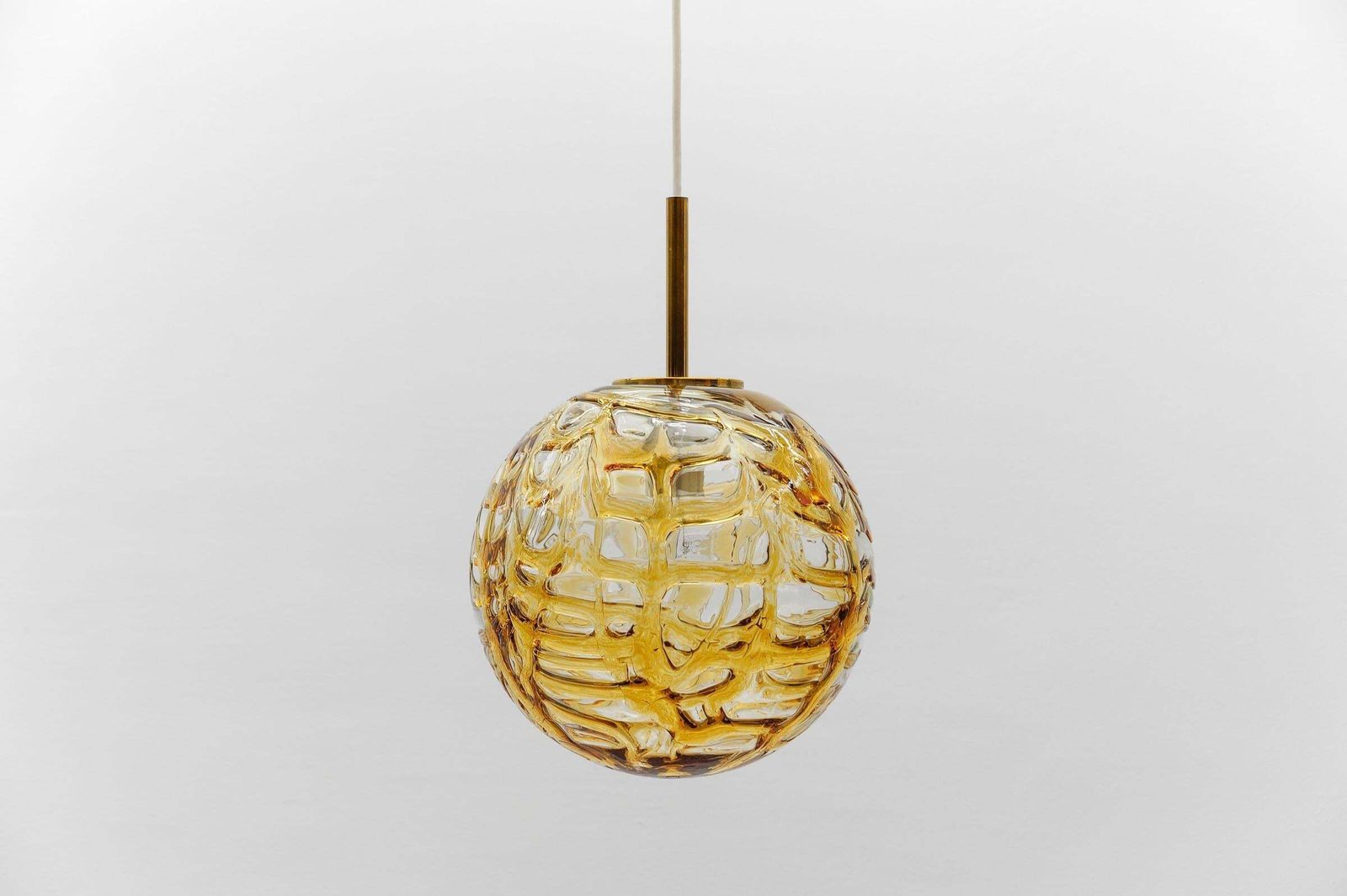 Beautiful Yellow Murano Glass Ball Pendant Lamp By Doria,   1960s Germany photo Lighting