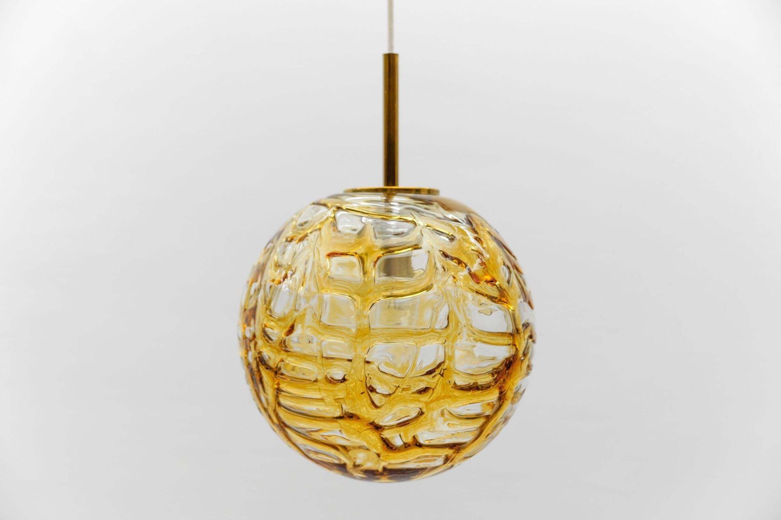Beautiful Yellow Murano Glass Ball Pendant Lamp By Doria,   1960s Germany photo vintage