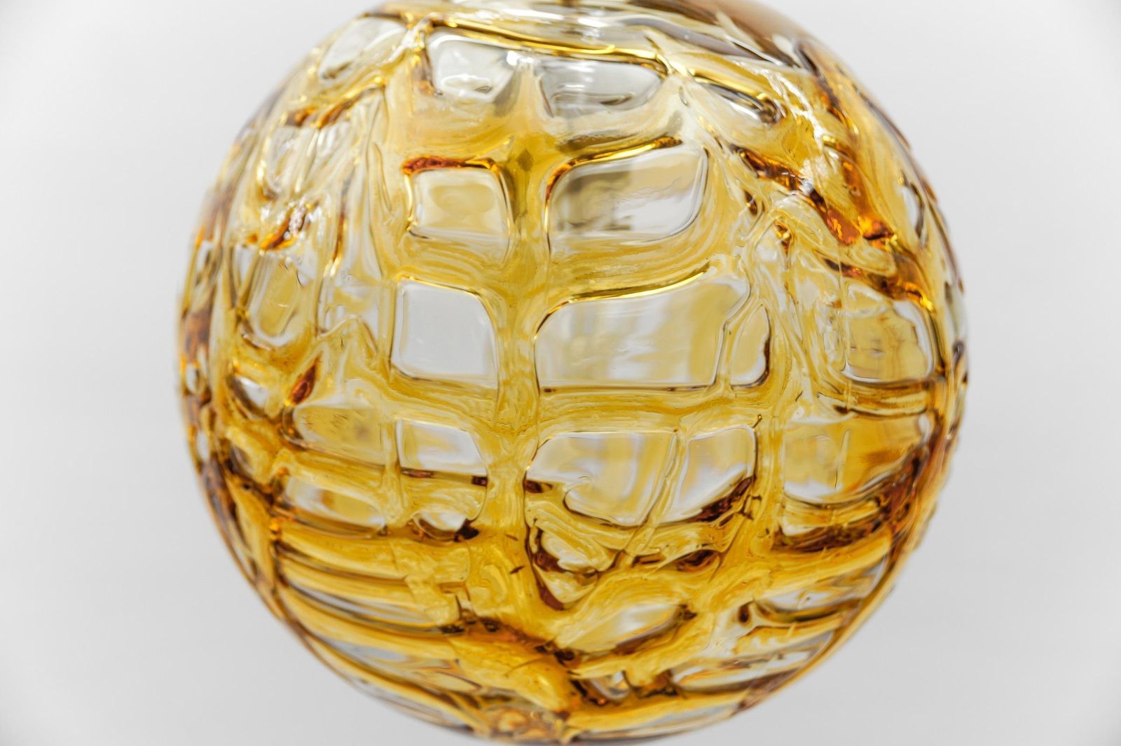 photo for sale Beautiful Yellow Murano Glass Ball Pendant Lamp By Doria,   1960s Germany