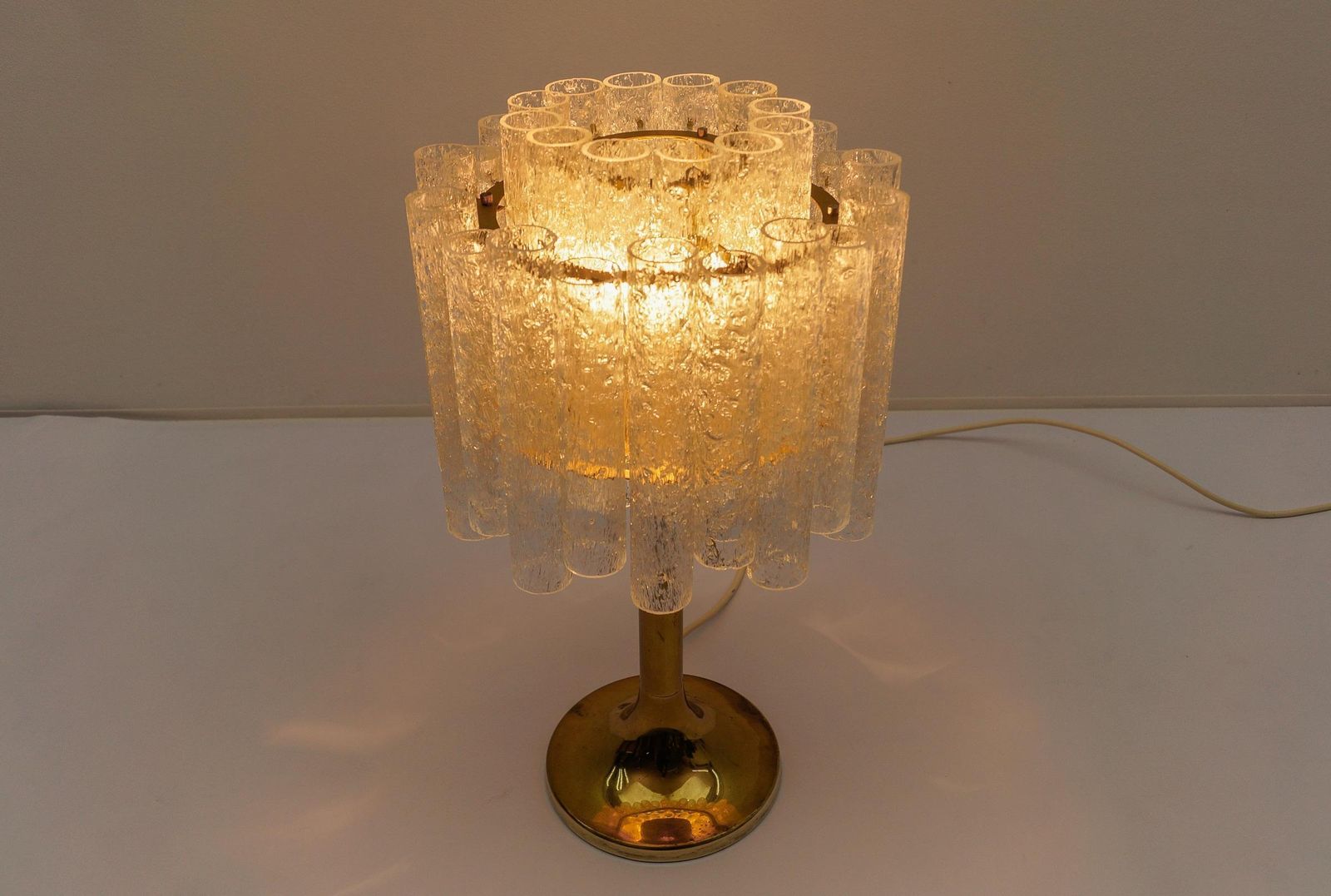 Awesome Table Lamp By Doria Leuchten With 34 Ice Glass Tubes, 1960s Germany photo buy