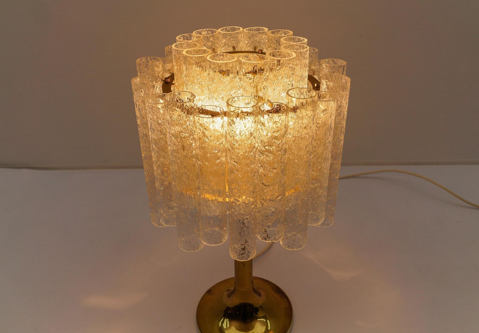 photo vinterior Awesome Table Lamp By Doria Leuchten With 34 Ice Glass Tubes, 1960s Germany