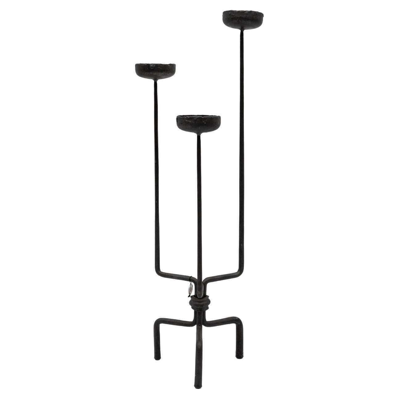 Lovely Floor Wrought Candle Holder By Manfred Bredohl Vulkanschmiede, 1970s