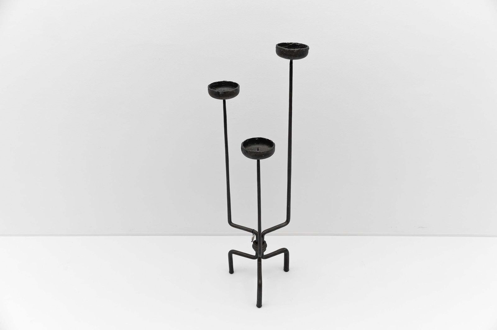 Lovely Floor Wrought Candle Holder By Manfred Bredohl Vulkanschmiede, 1970s photo for sale