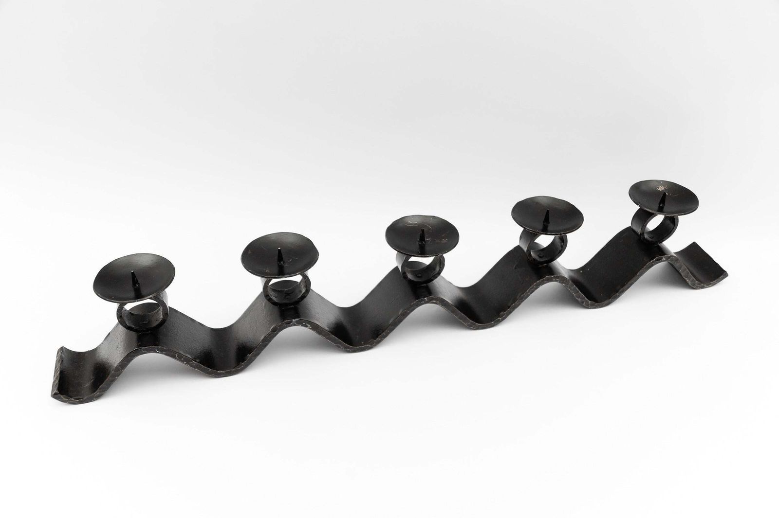 Wrought Iron Wave Handmade Artist Brutalist Candleholder, 1960s Austria photo vintage