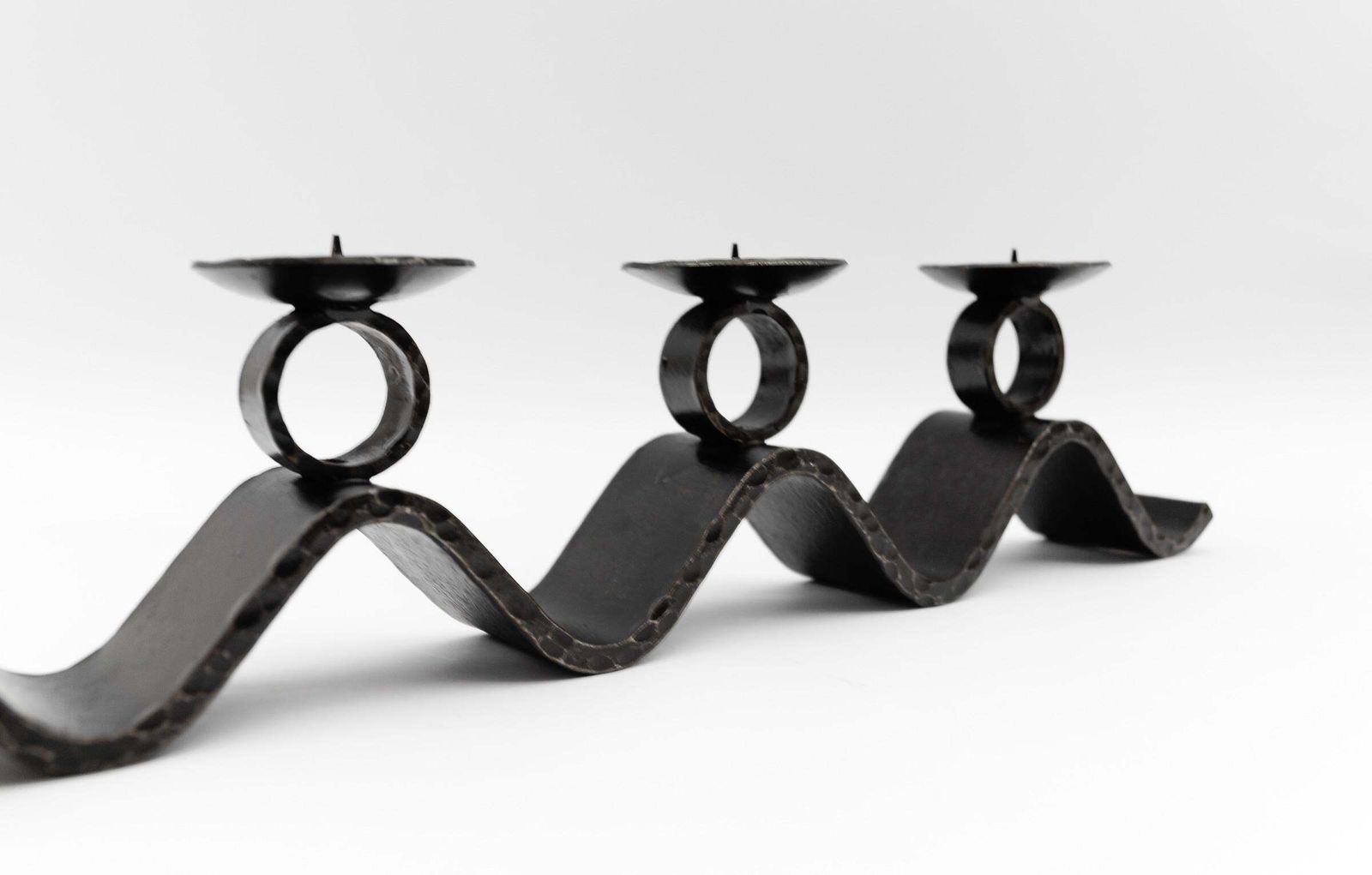 photo for sale Wrought Iron Wave Handmade Artist Brutalist Candleholder, 1960s Austria