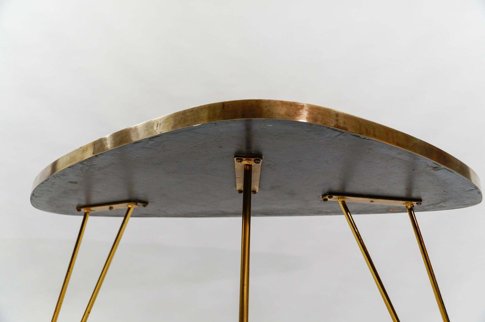 Furniture Colorful Mosaic And Brass Coffee Table, 1950s Italy photo
