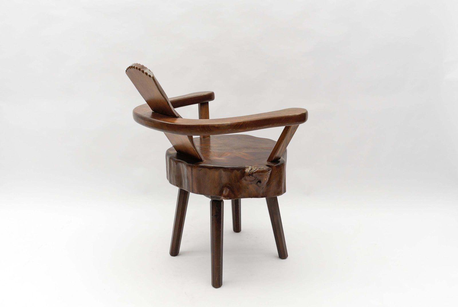 photo furniture Mid Century Modern French Wooden Armchair, Pierre Chapo Attributed, 1960s