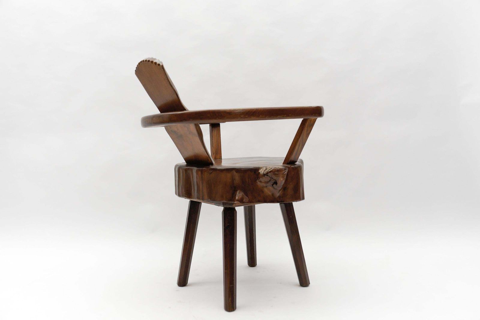 photo for sale Mid Century Modern French Wooden Armchair, Pierre Chapo Attributed, 1960s