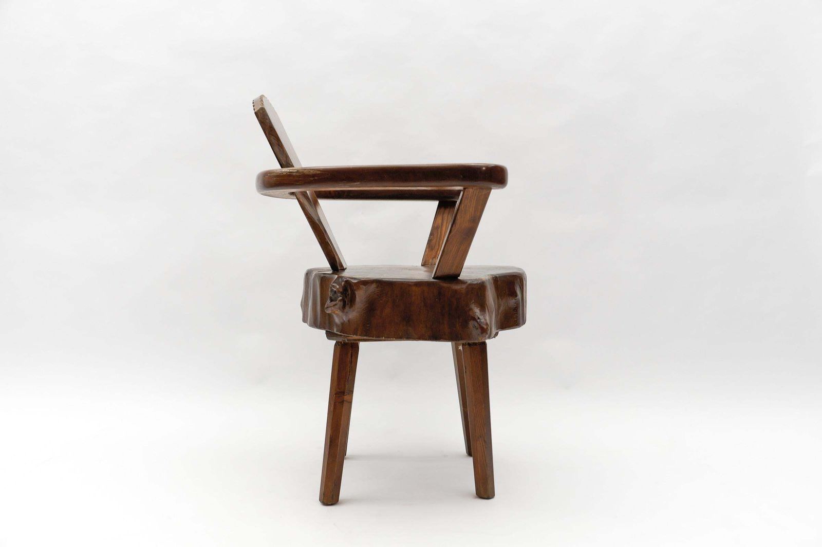 Mid Century Modern French Wooden Armchair, Pierre Chapo Attributed, 1960s photo buy