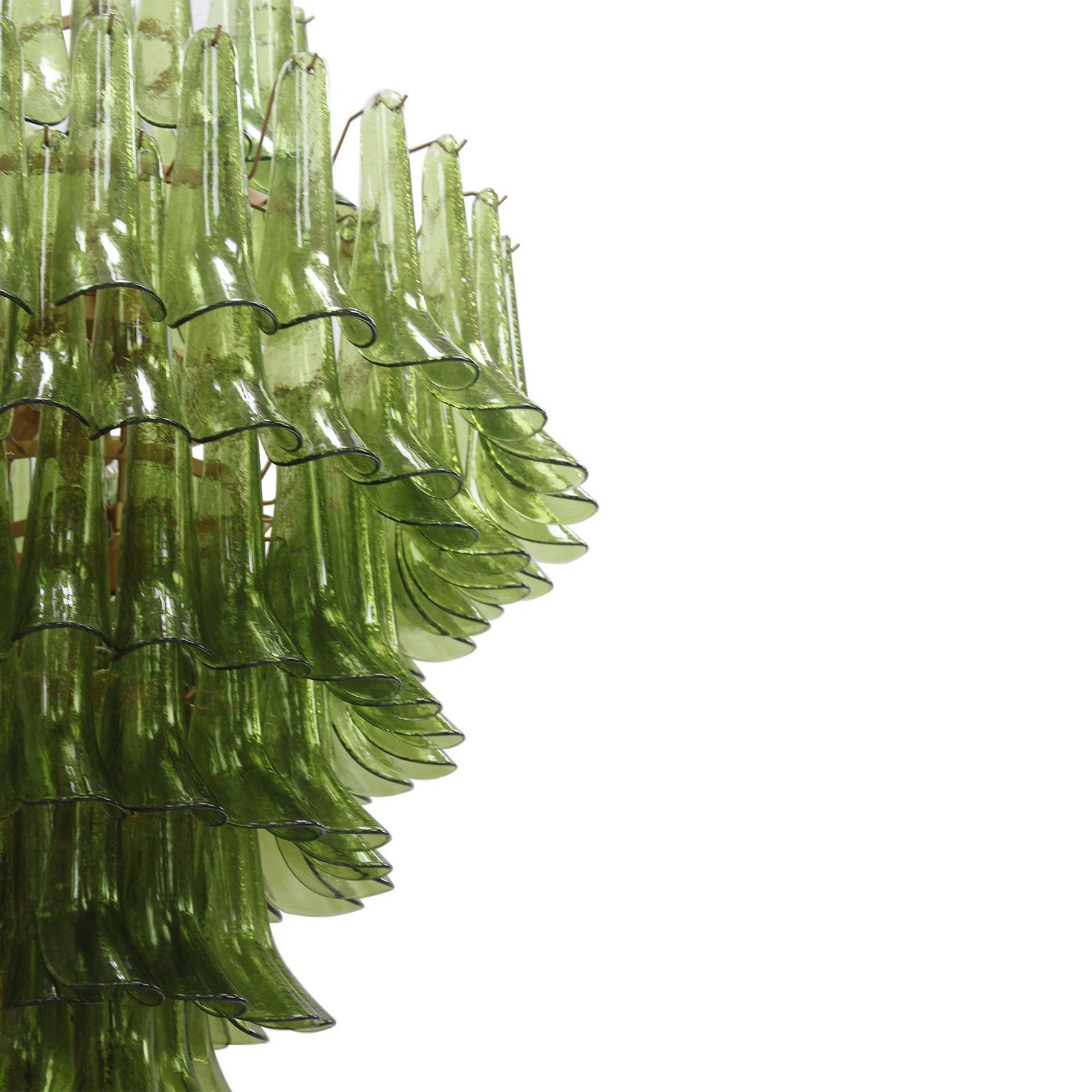 Green Murano Glass Petal Chandelier With Gold Toned Support, Italy photo furniture