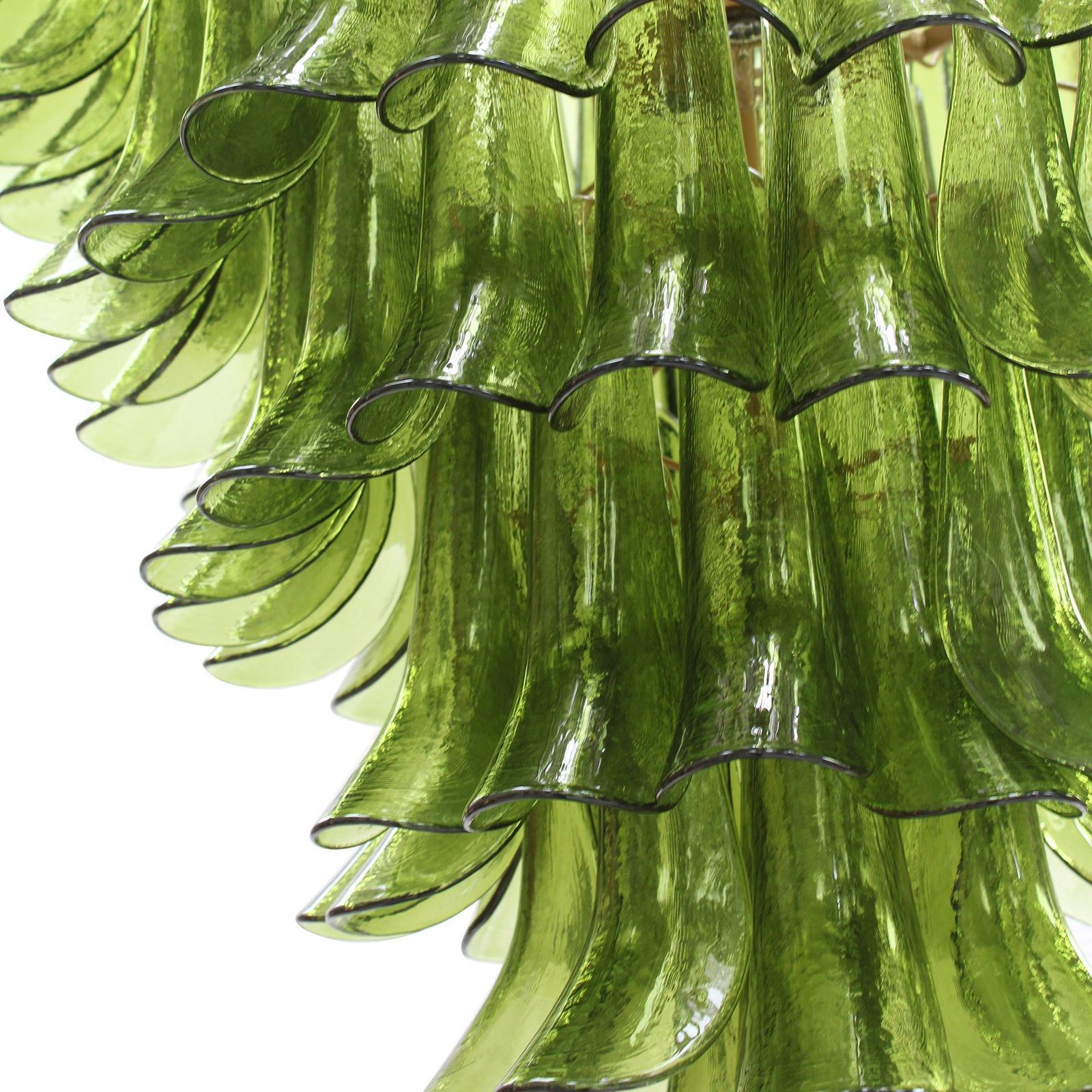 Green Murano Glass Petal Chandelier With Gold Toned Support, Italy photo 7291.0