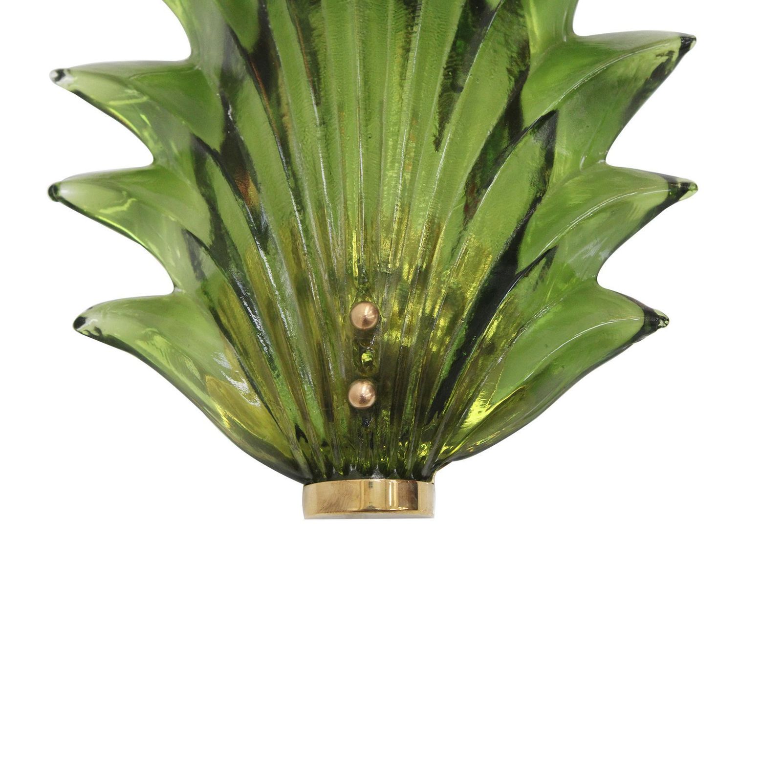 Pair Of Floral Murano Glass Wall Sconces In Green, Italian Art Glass Lighting photo buy