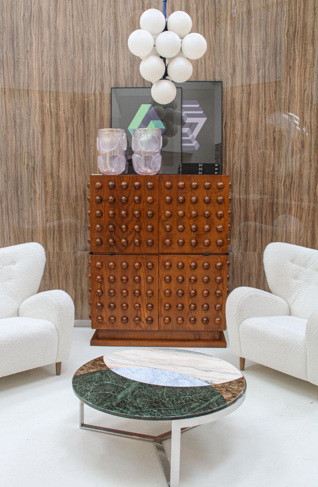 Furniture Brutalist Style Italian Dry Bar Made Of Oak Wood, Drinks Cabinet photo