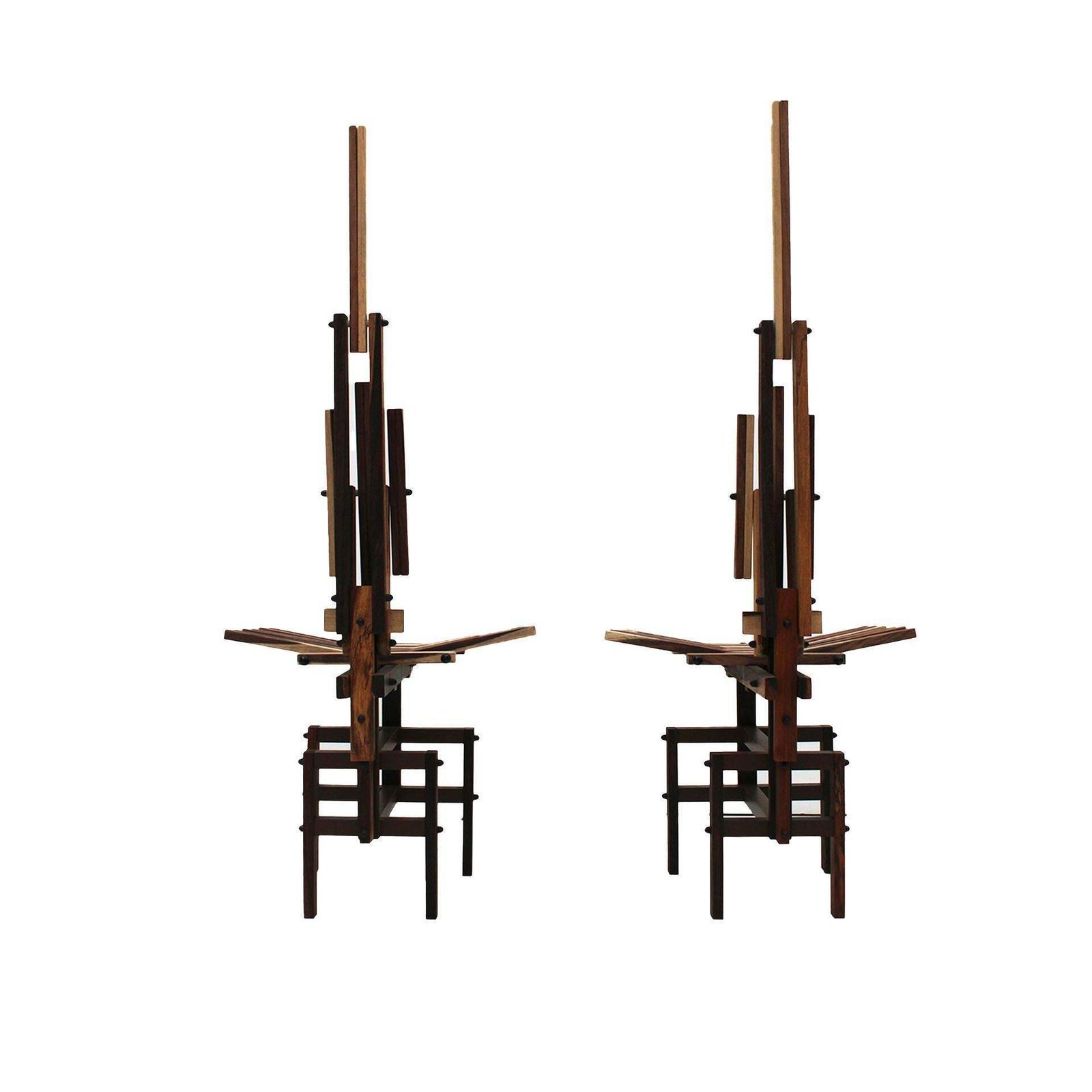 Italian Sculptural Wooden Chairs Sono By Anacleto Spazzapan, 1980s, Set Of Two photo Furniture