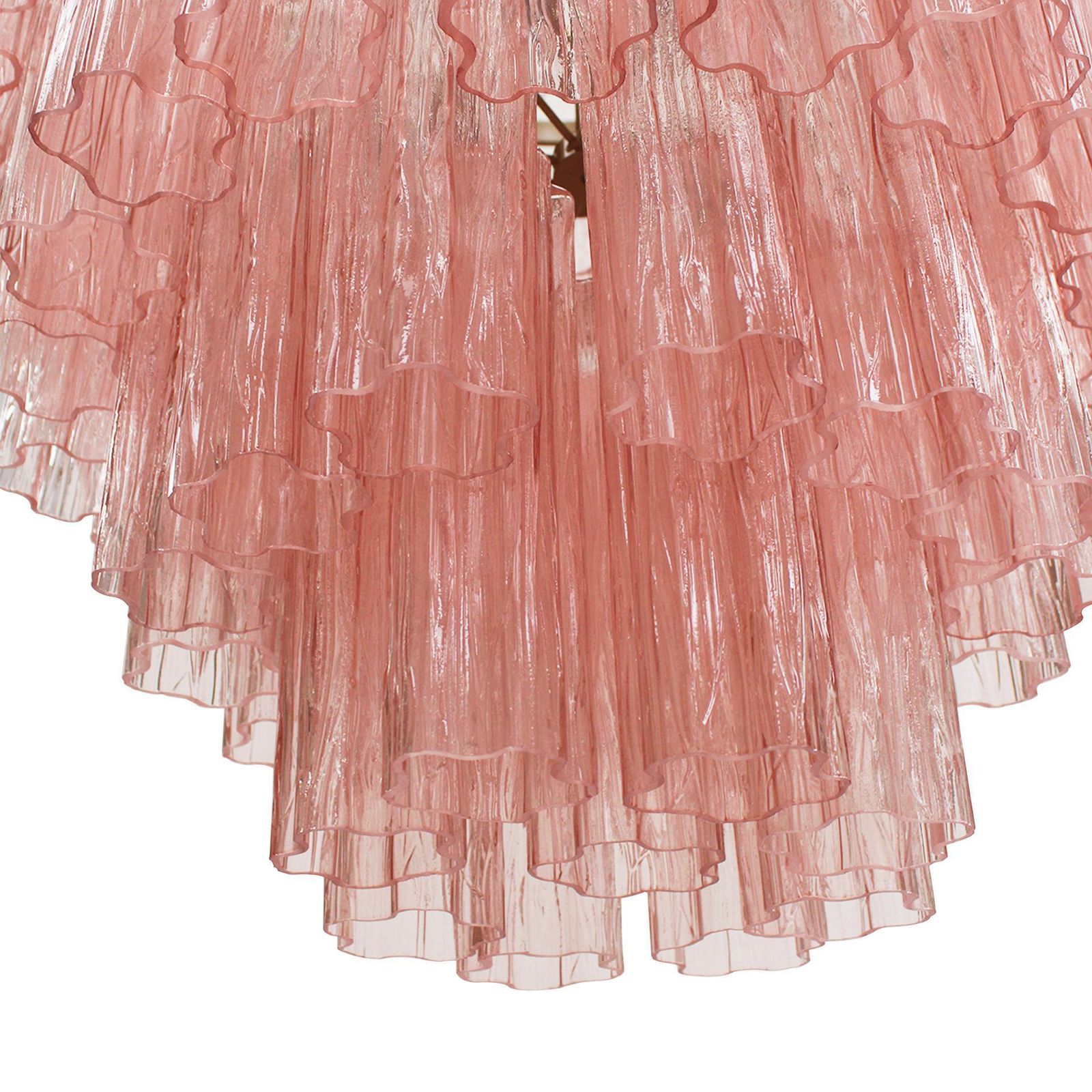 Cascada Suspension Lamp Handcrafted Pink Murano Glass And Brass, Italy photo for sale