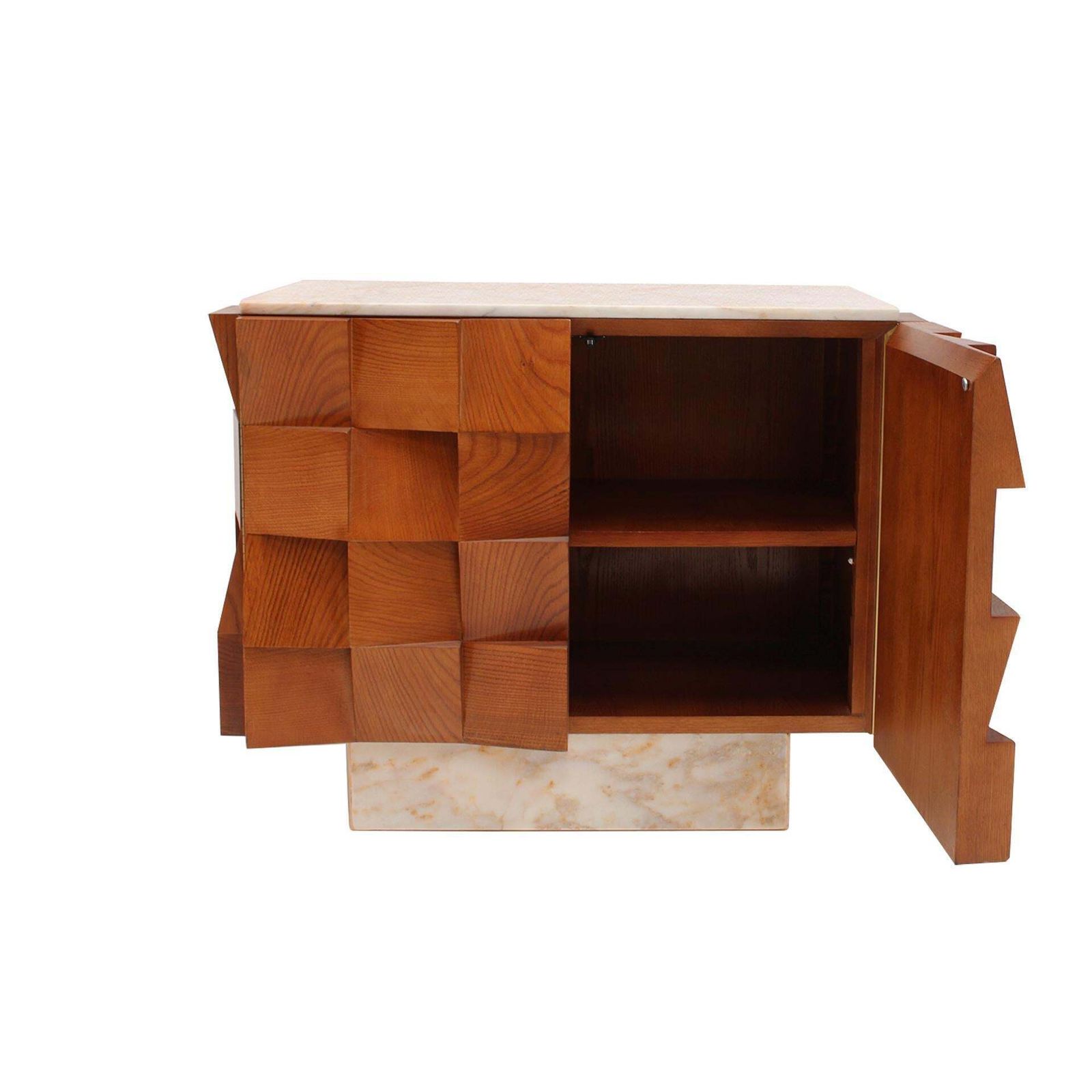 Contemporary Modern Pair Of Sideboards In Wood And Siena Marble Top, Italy photo for sale