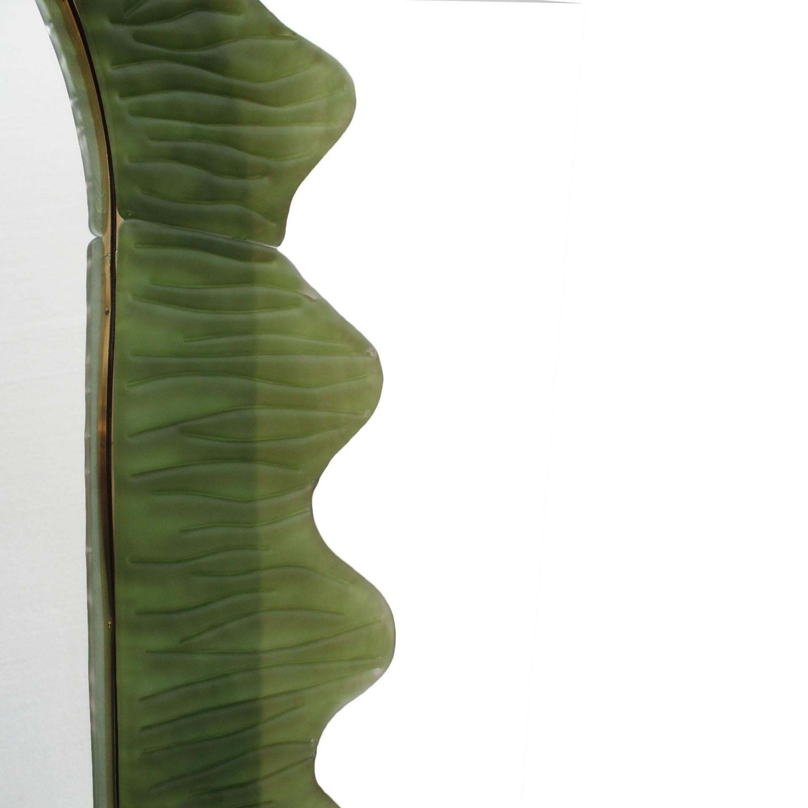 Organic Shaped Green Italian Mirror Made Of Murano Glass And Brass photo 5061.0