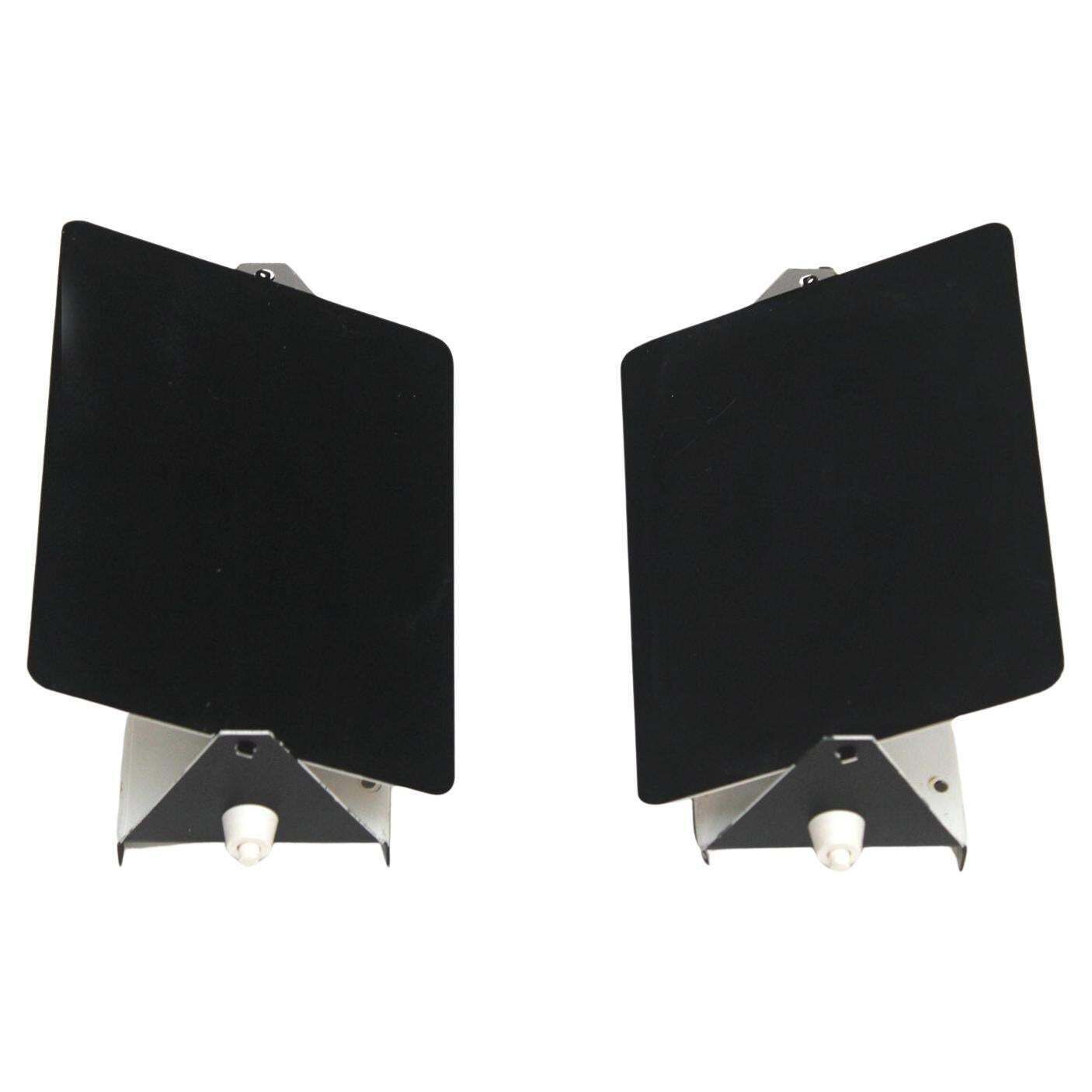 Mid Century Modern Charlotte Perriand Mod. Cp1 Pair Of Black French Sconces