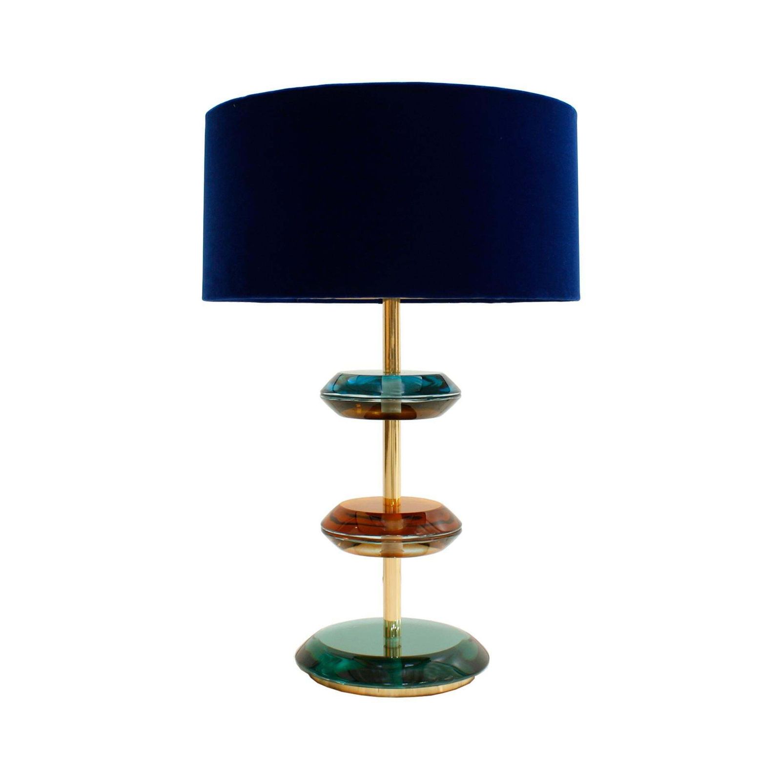 Mid Century Modern Style Murano Glass And Brass Pair Of Italian Table Lamps photo for sale