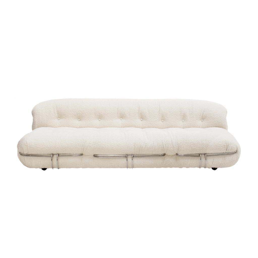 Midcentury White Wool Soriana Sofa And 2 Armchairs By Tobia Scarpa For Cassina photo for sale