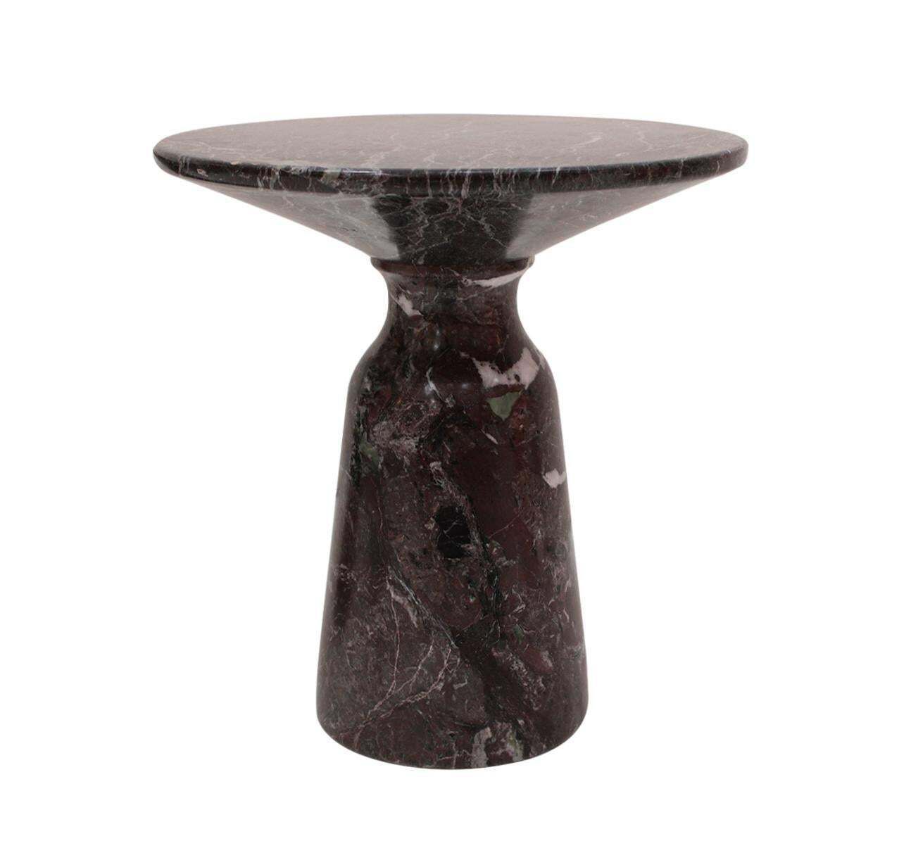 Mid Century Modern Pair Of Round Marble Rosso Levanto End Tables, Italy 70s photo Furniture