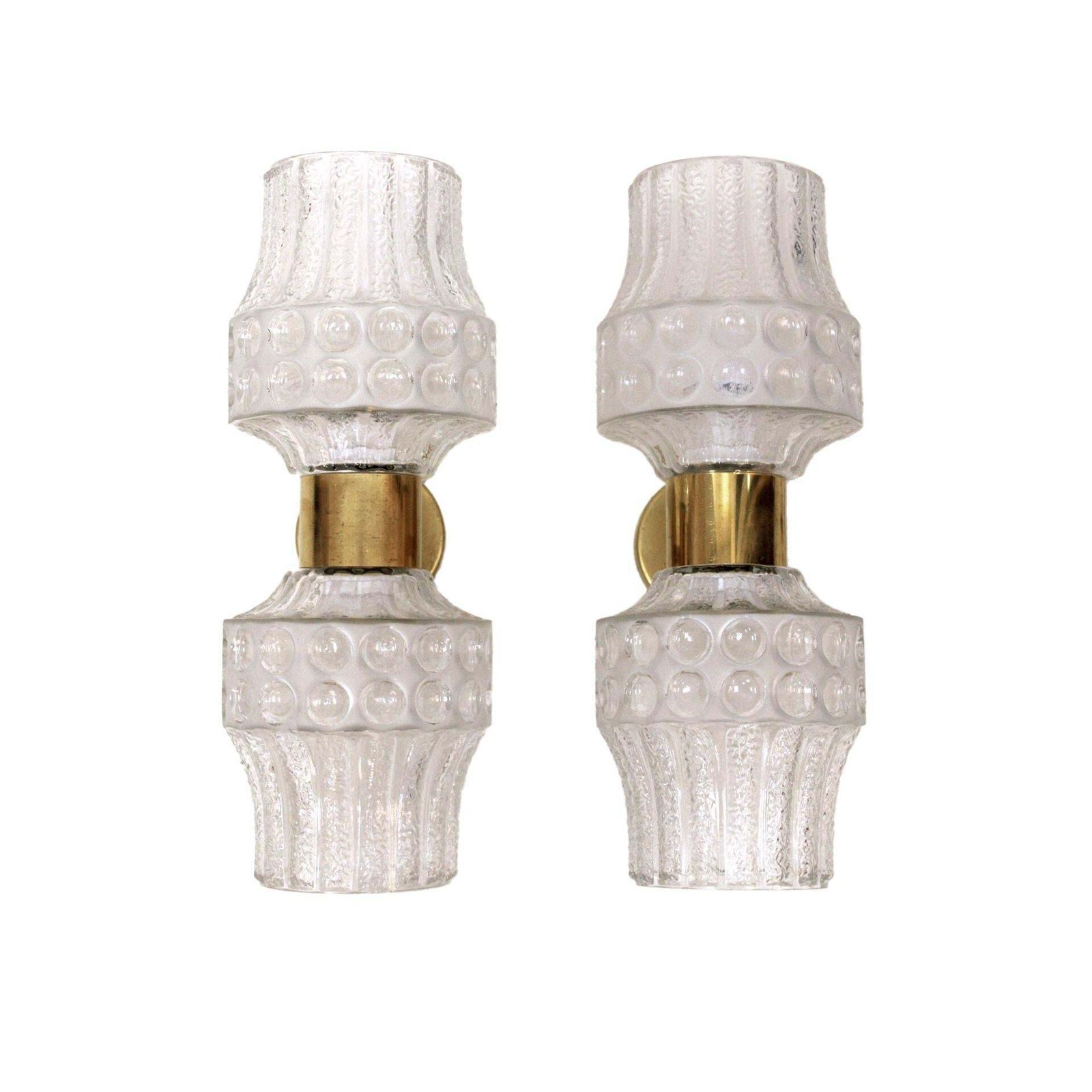Mid Century Modern Style Murano Glass And Brass Set Of Three Italian Sconces photo Lighting