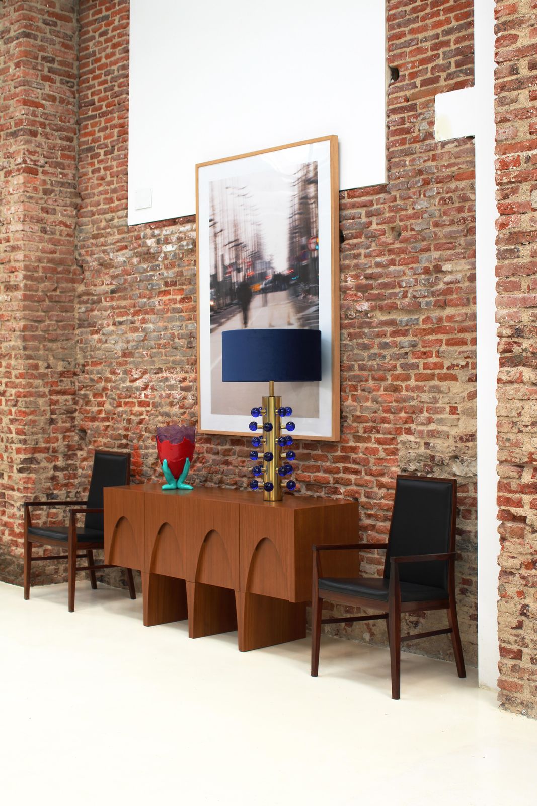 Furniture Contemporary Modern Teak And Lemongrass Wood Italian Sideboard photo