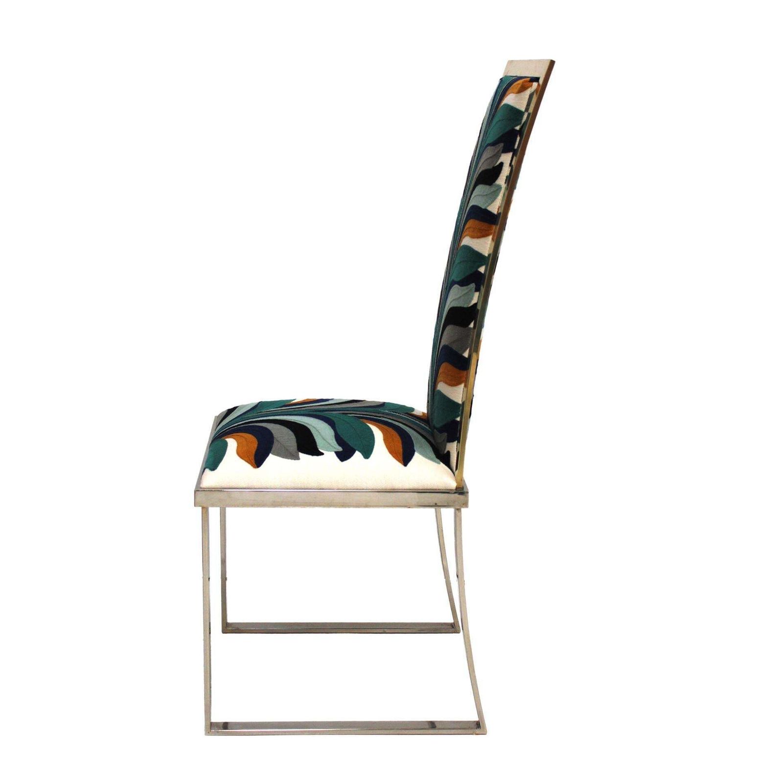 Eight Dining Chairs Made Of Brass & Steel By Michel Mangematin, Ready To Ship photo for sale