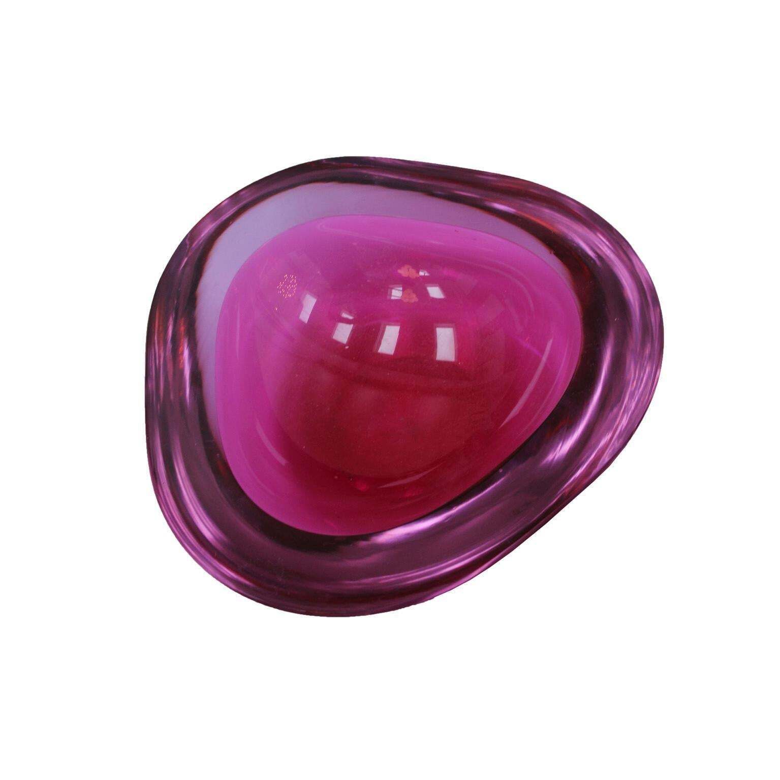 Mid Century Modern Pink Sommerso Murano Glass Bowl By Flavio Poli 1950 photo for sale
