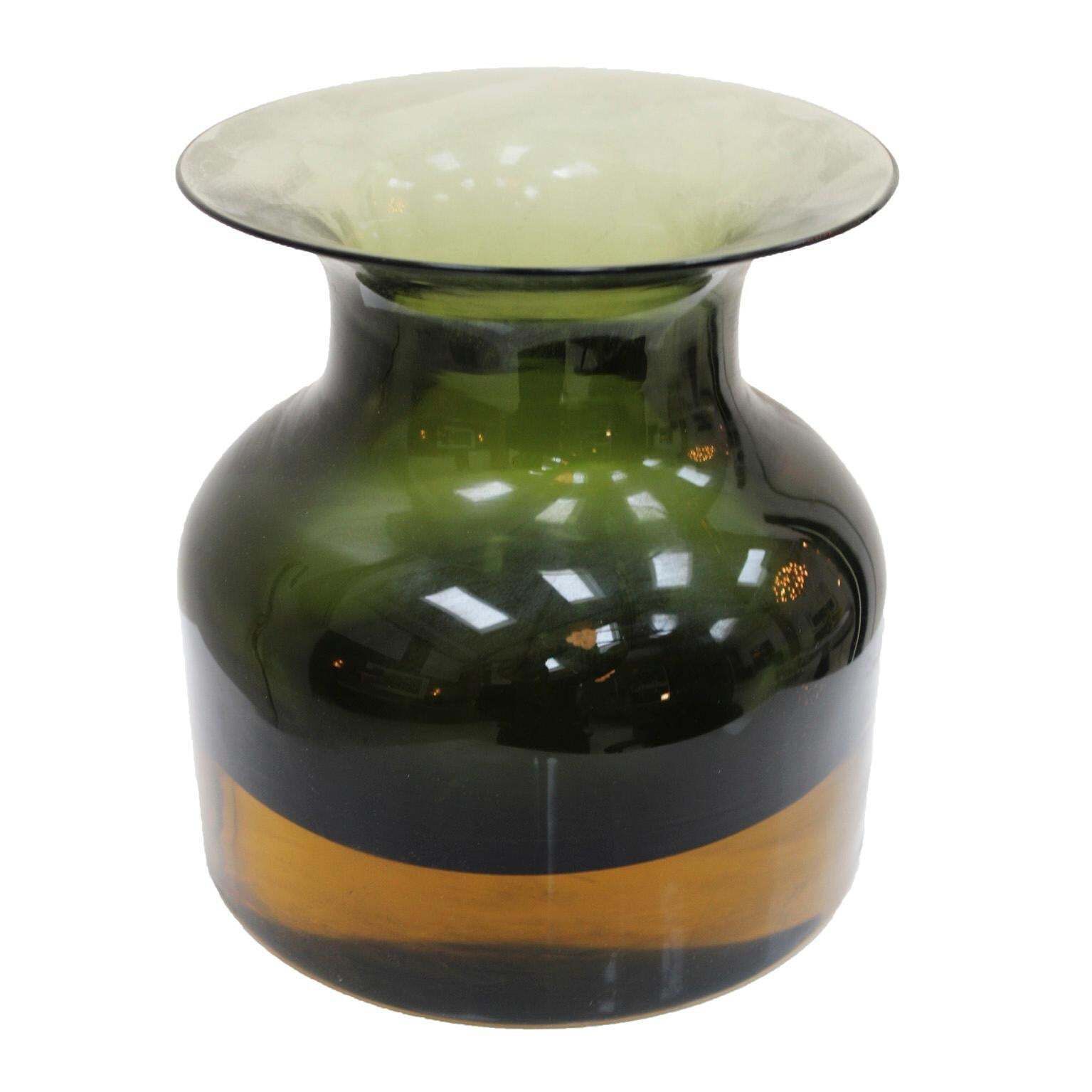Mid Century Modern Dark Green Sommerso Murano Glass Vase By Flavio Poli 1950 photo furniture