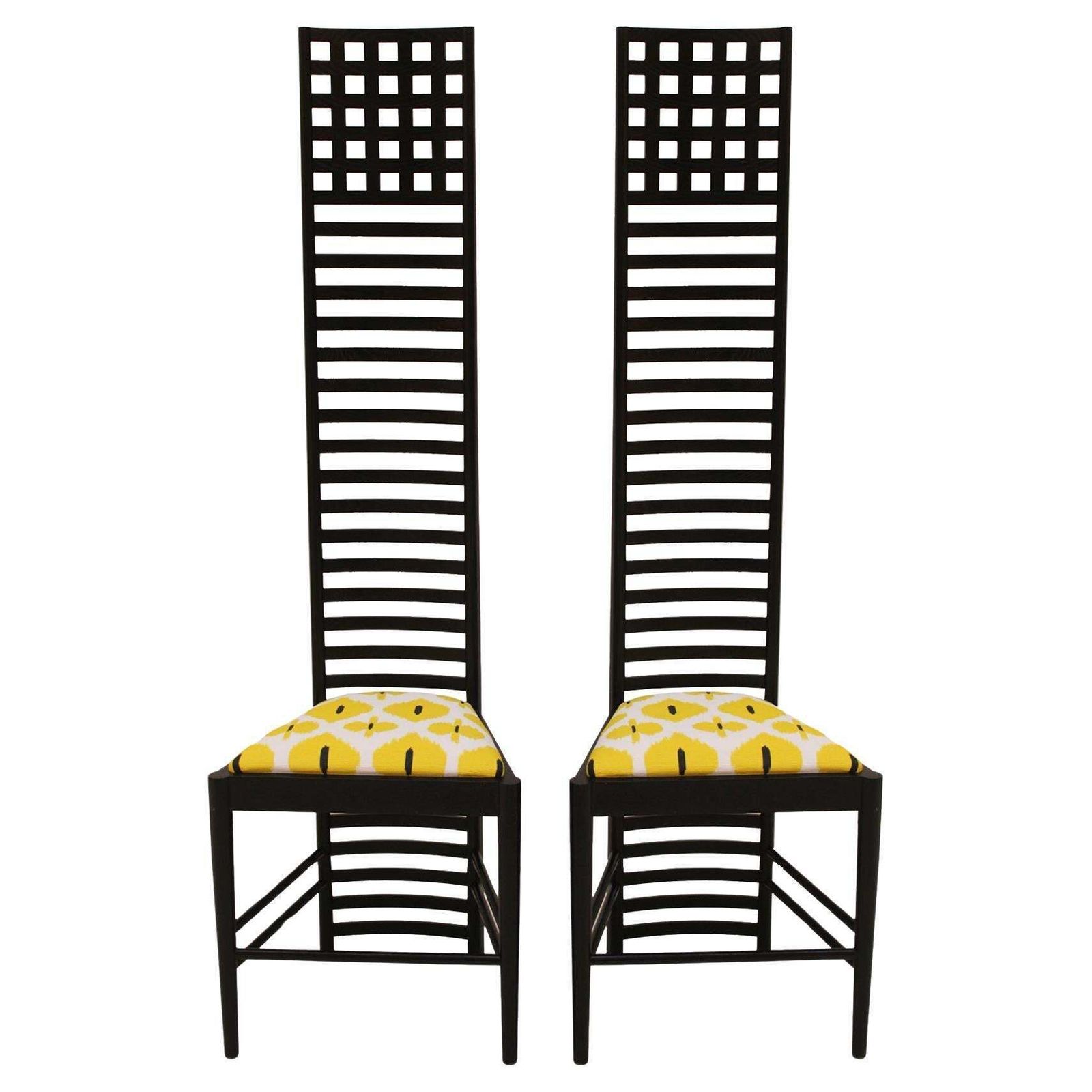 Mid Century Modern Mackintosh "292 Hill House 1" Italian Pair Of Ashwood Chairs