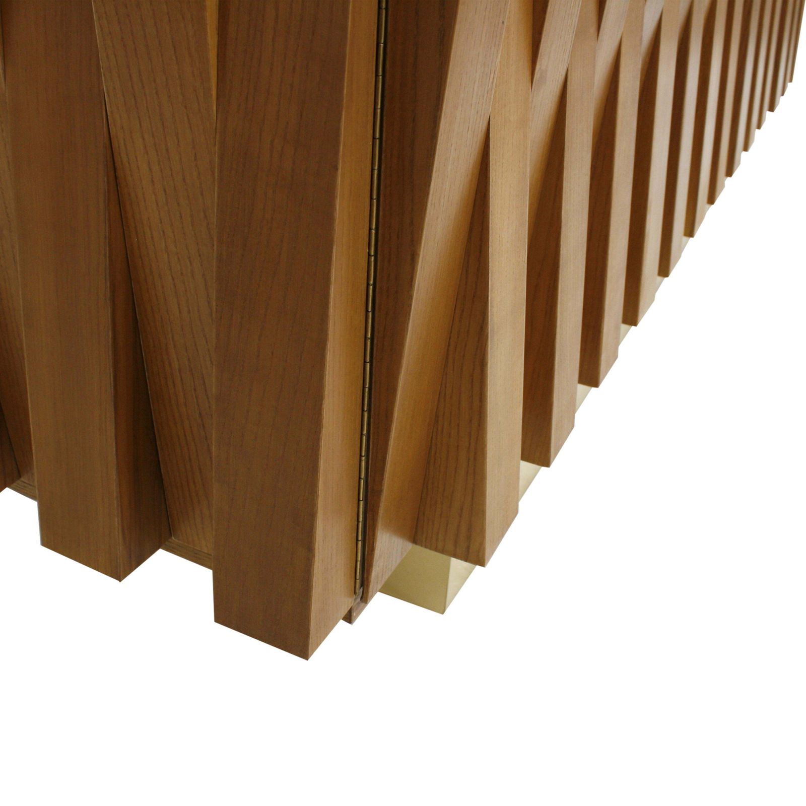 Mid Century Modern Italian Faceted Oakwood And Brass Sideboard By L.A. Studio photo 9020.0