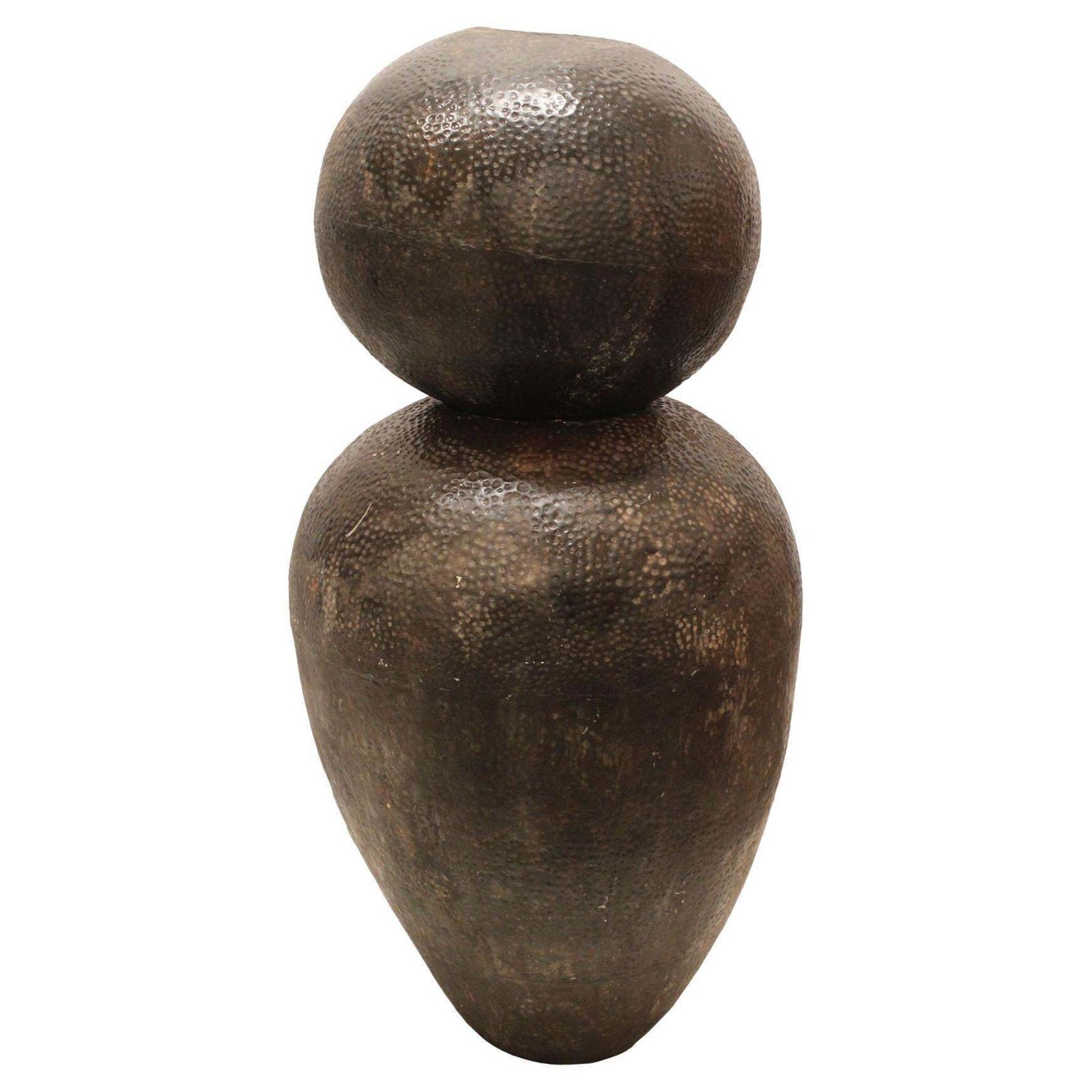 Rare Large Sculpture   Vessel Made Of Hammered Metal
