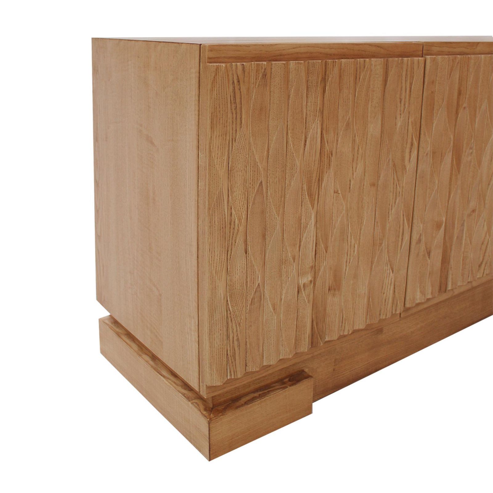 Italian Oak Wood Sideboard With Hand Carved Patterns In The Doors, Italy photo vintage