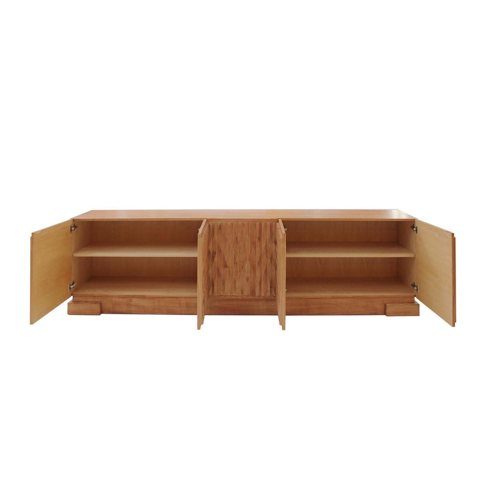 photo furniture Italian Oak Wood Sideboard With Hand Carved Patterns In The Doors, Italy