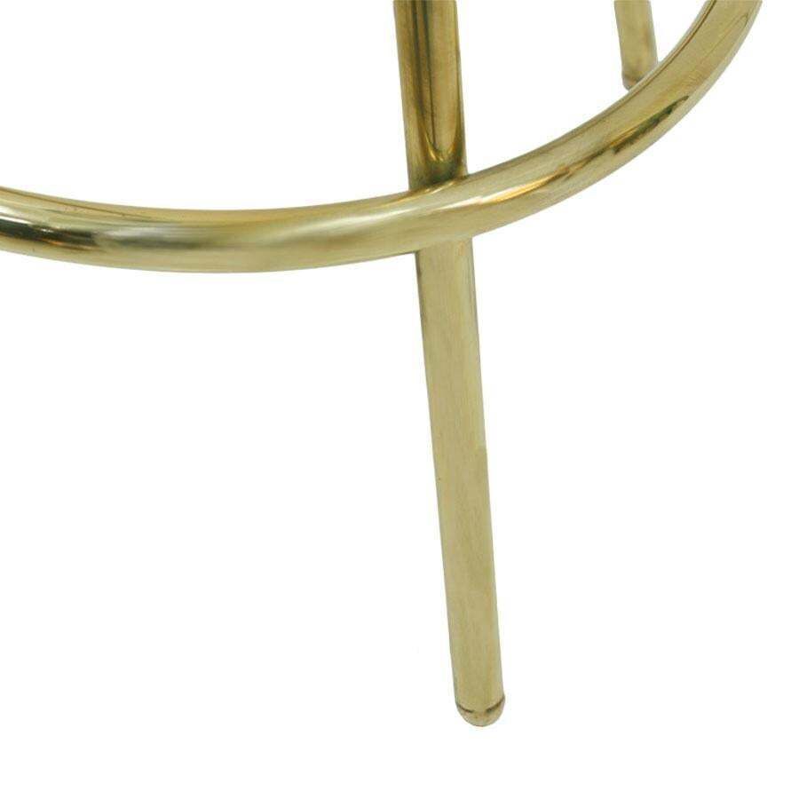 Midcentury Style Circular Brass And Cotton Velvet Italian Bar Stools, Set Of 3 photo Furniture