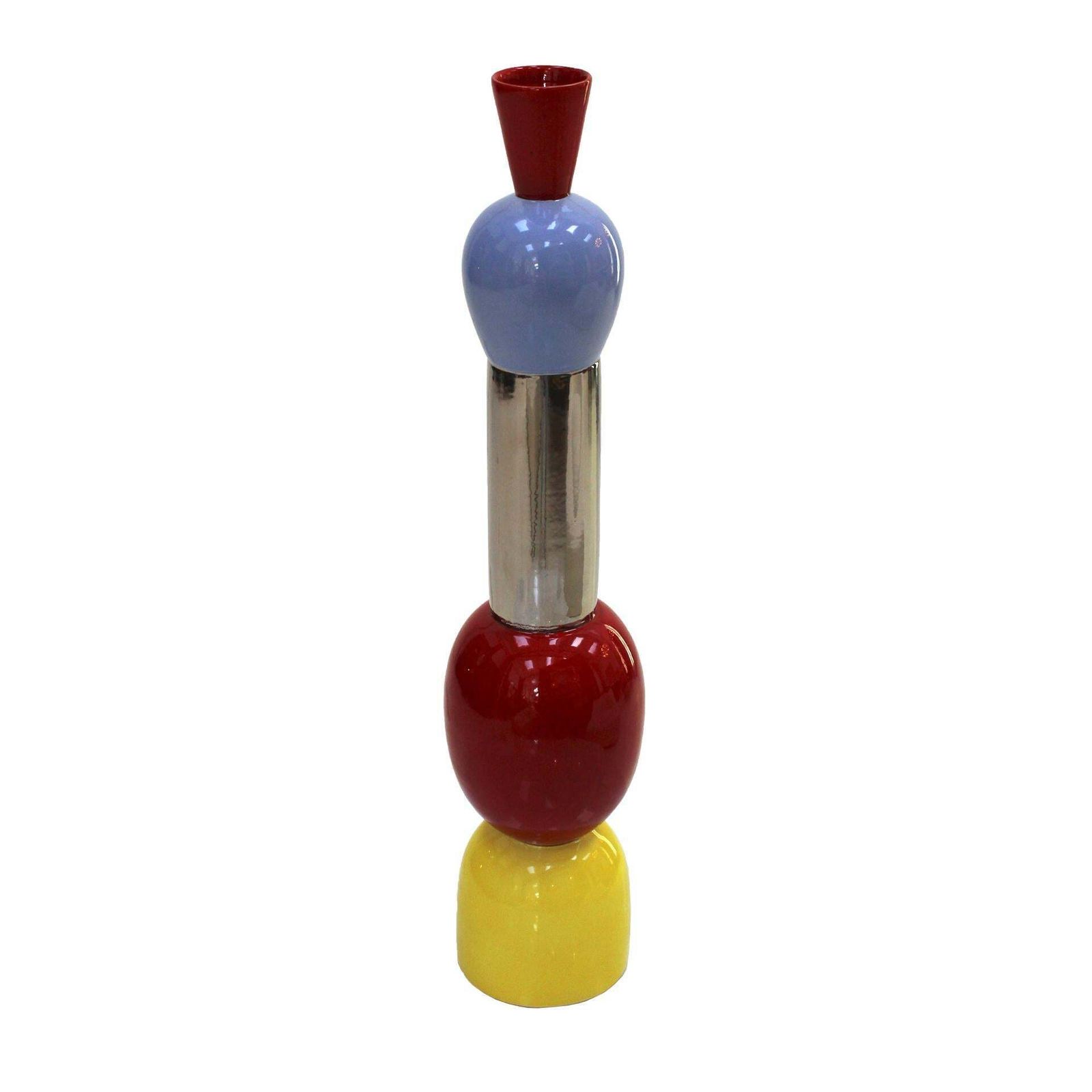 Alessandro Mendini Contemporary Red, Yellow And Blue Ceramic Italian Totem photo furniture