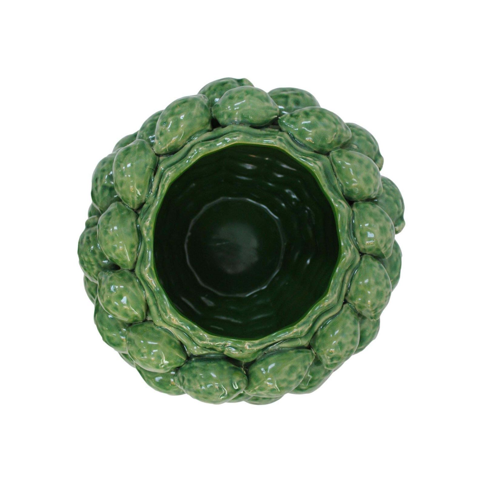 Contemporary Italian Green Ceramic Vase With Fruit Motifs photo furniture