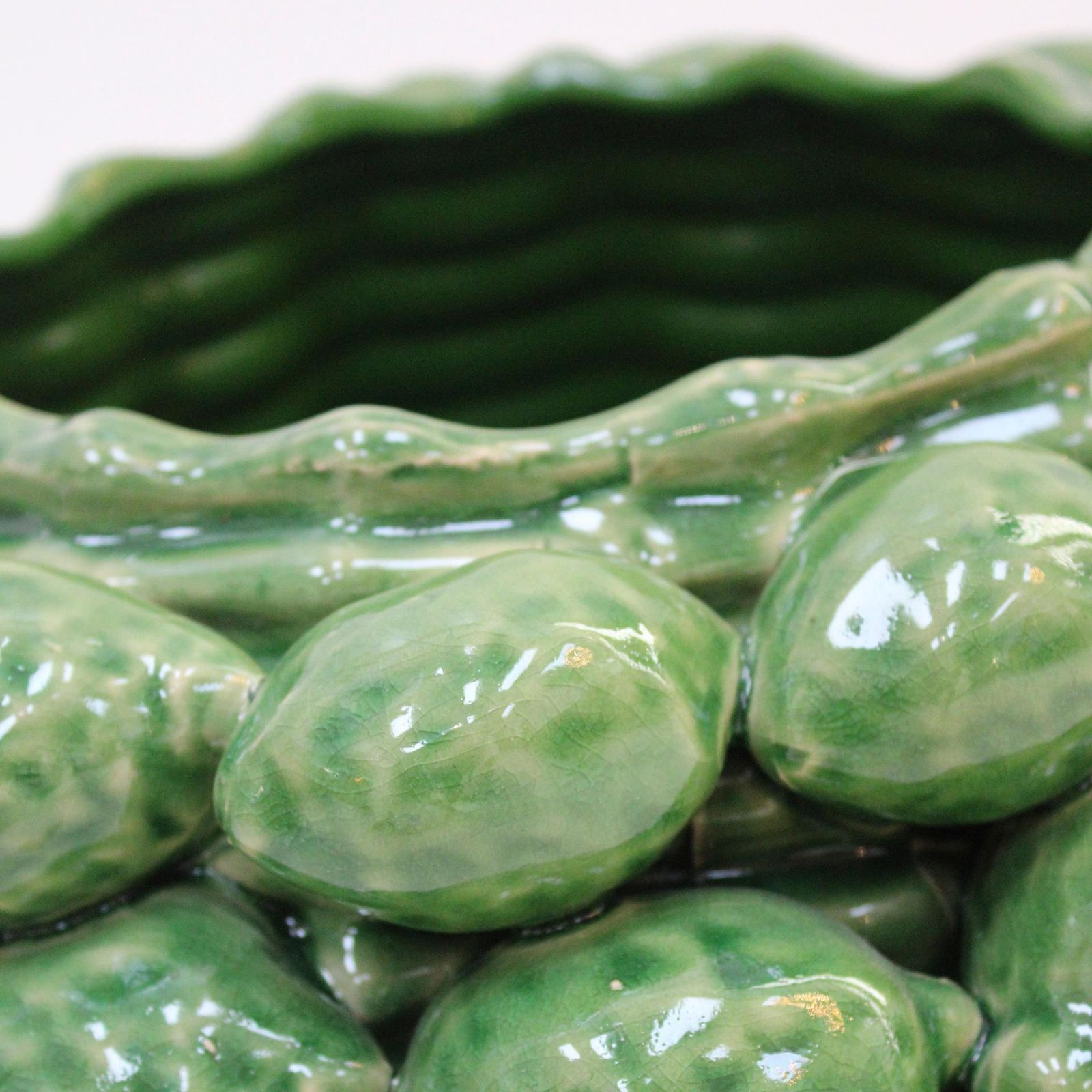 Contemporary Italian Green Ceramic Vase With Fruit Motifs photo Home Decor
