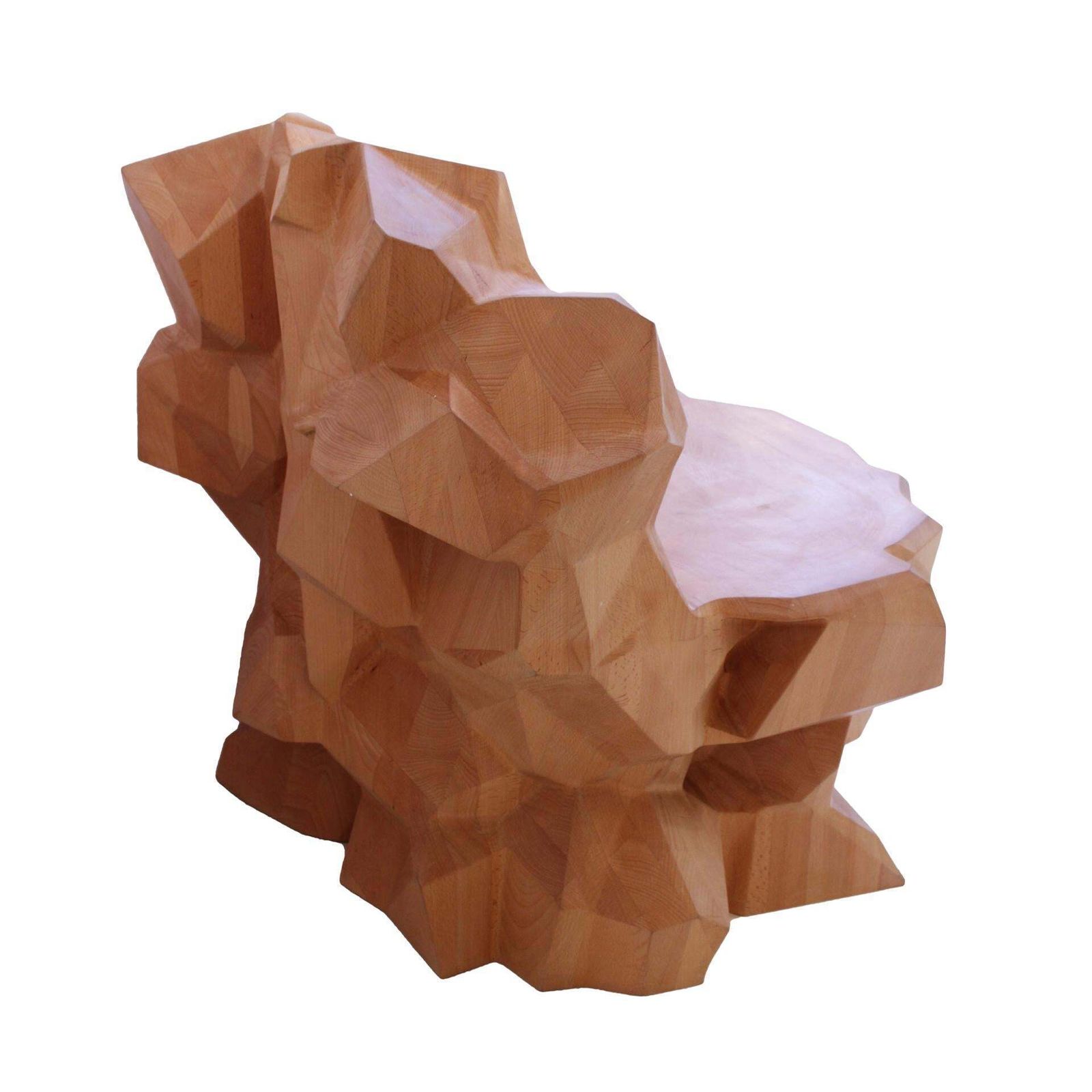 "Mineral" Faceted Sculptural Chair In Wood By Dagoberto Rodriguez photo for sale
