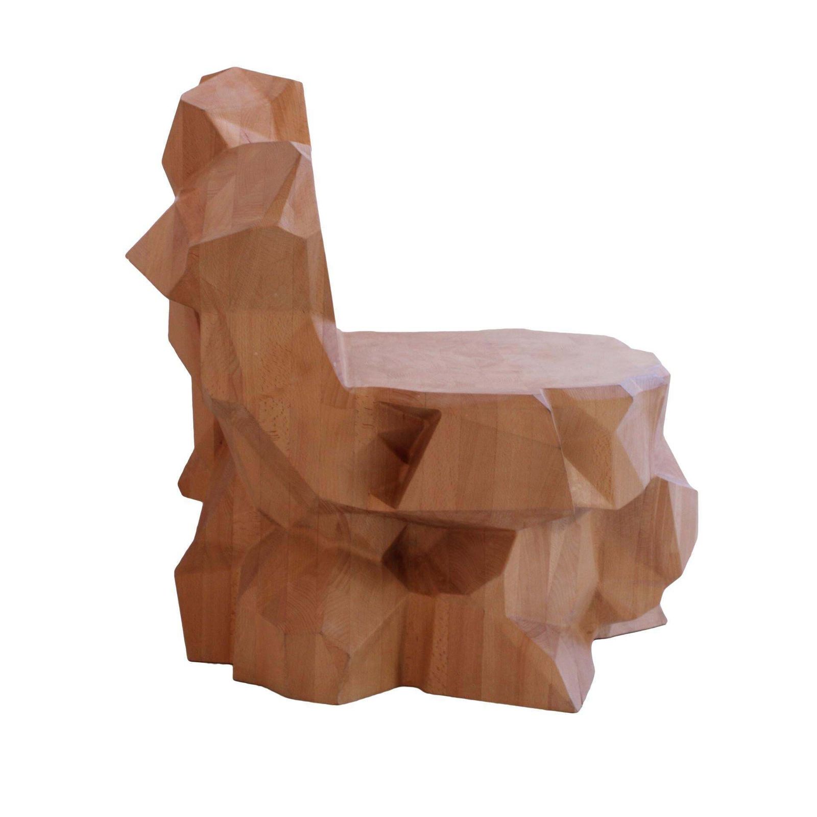 "Mineral" Faceted Sculptural Chair In Wood By Dagoberto Rodriguez photo vinterior