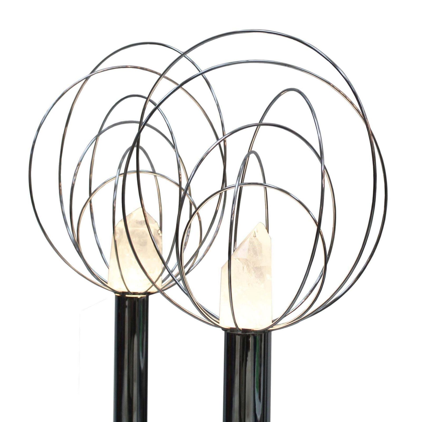 photo for sale Mid Century Modern By Angelo Brotto Metal Barnaba Pair Of Italian Lamps