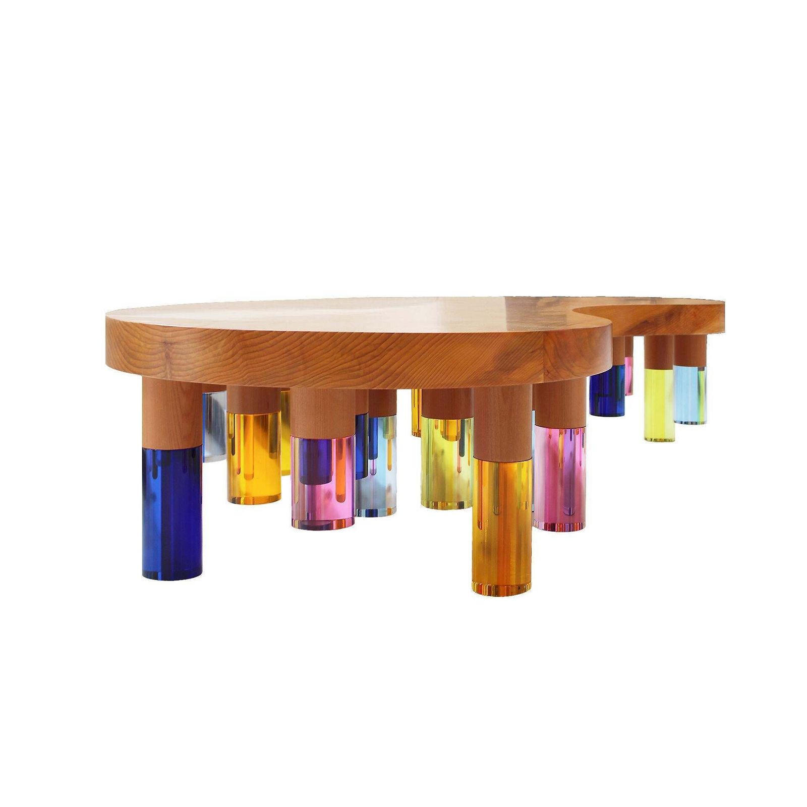 Studio Superego Modern Wood And Multicolor Plexiglass Italian Coffee Table photo vinterior