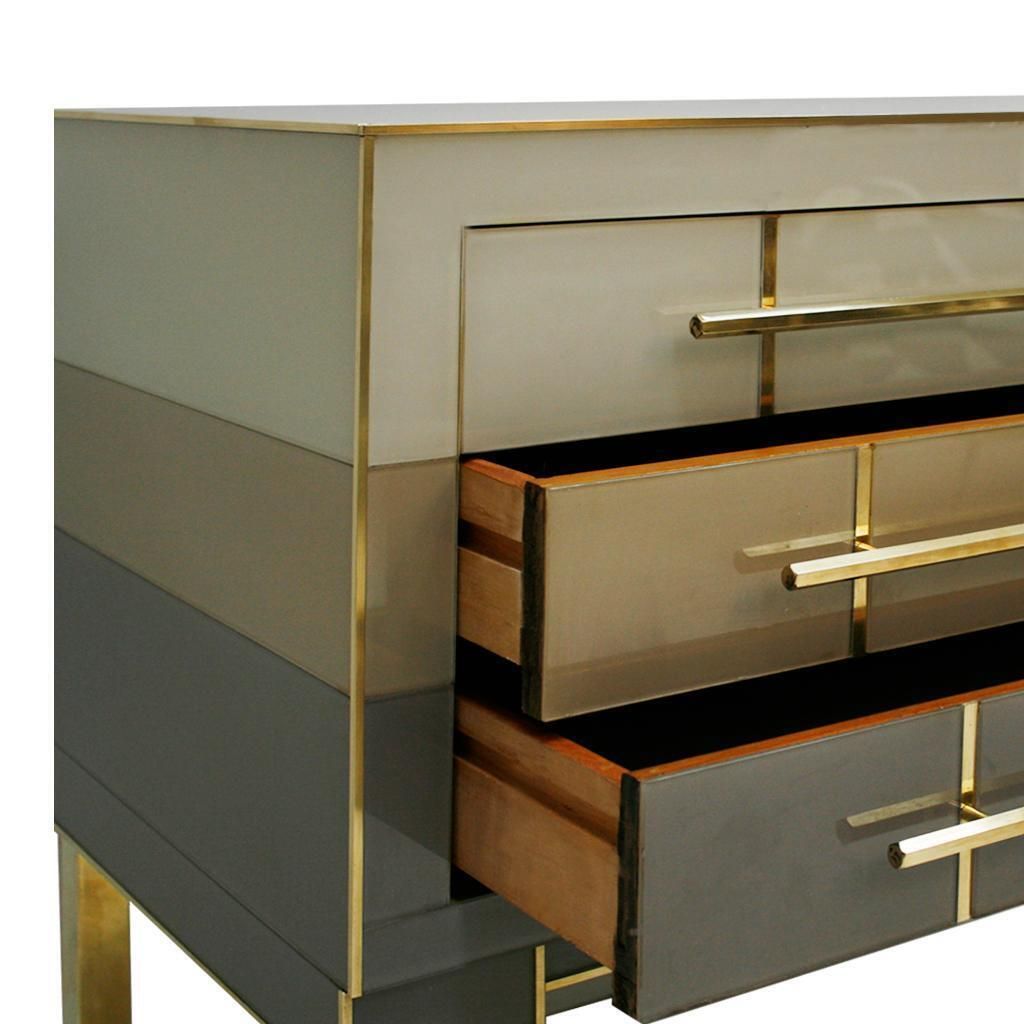 photo furniture Mid Century Modern Style Murano Glass And Brass Pair Of Italian Commodes