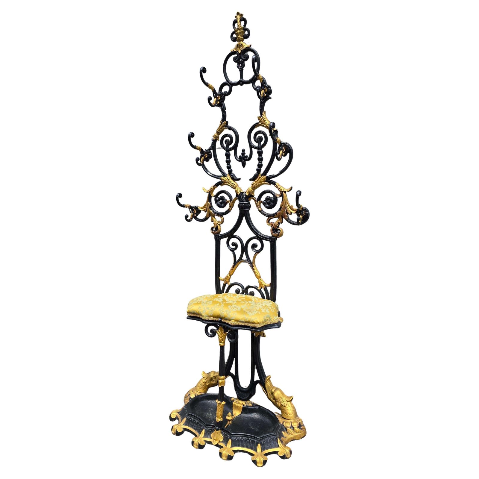 19th Century French Cast Iron Hall Stand With Gilded Accents photo furniture