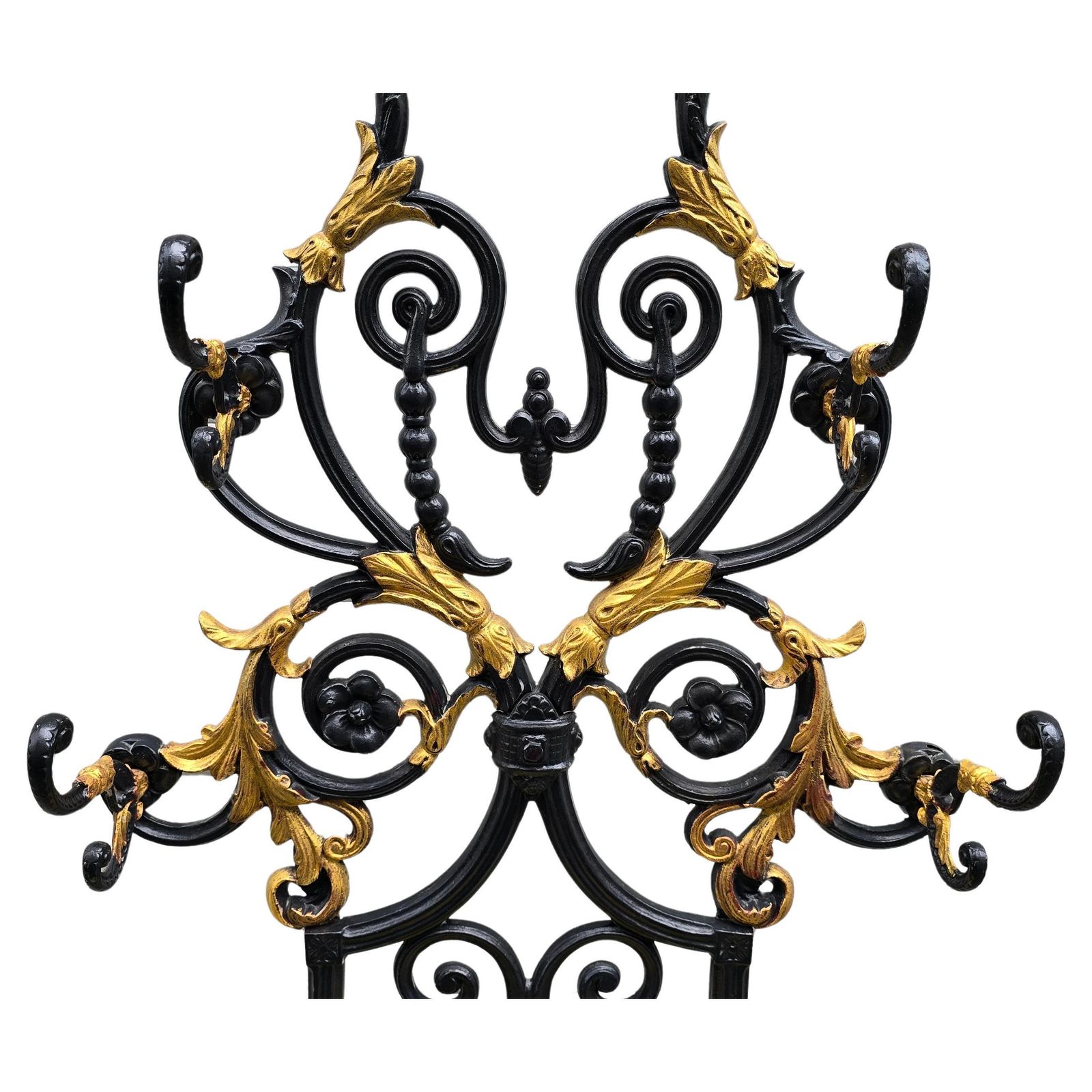 19th Century French Cast Iron Hall Stand With Gilded Accents photo vinterior