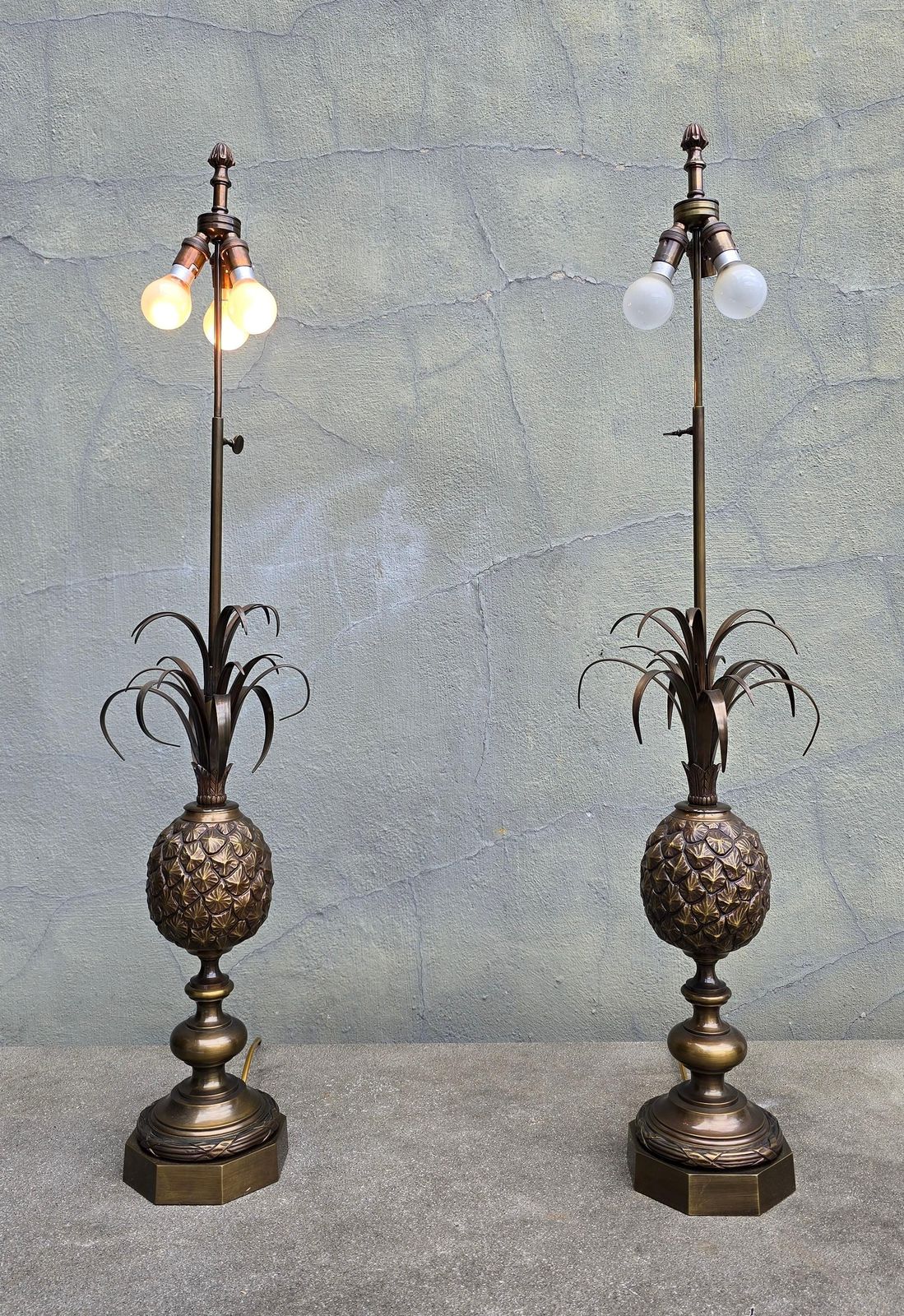 Very Rare Pair Of Pineapple Table Lamps By Charles & Fils photo for sale