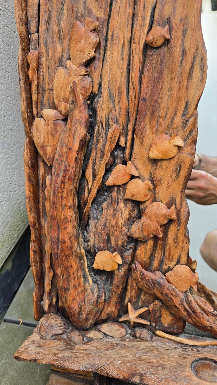 photo vinterior Hand Carved Wooden Mirror With Ocean Motifs